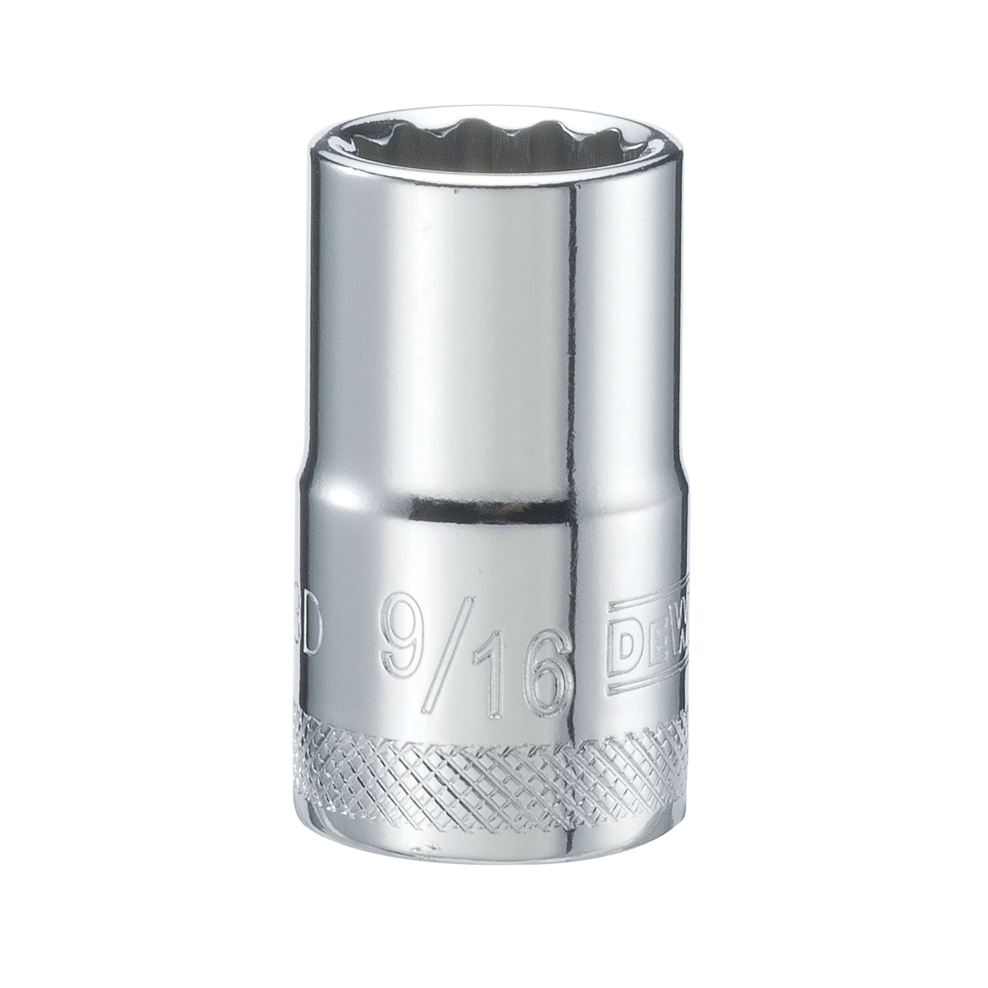 DWMT74593OSP Drive Hand Socket, 9/16 in Socket, 1/2 in Drive, 12-Point, Steel, Polished Chrome Vanadium