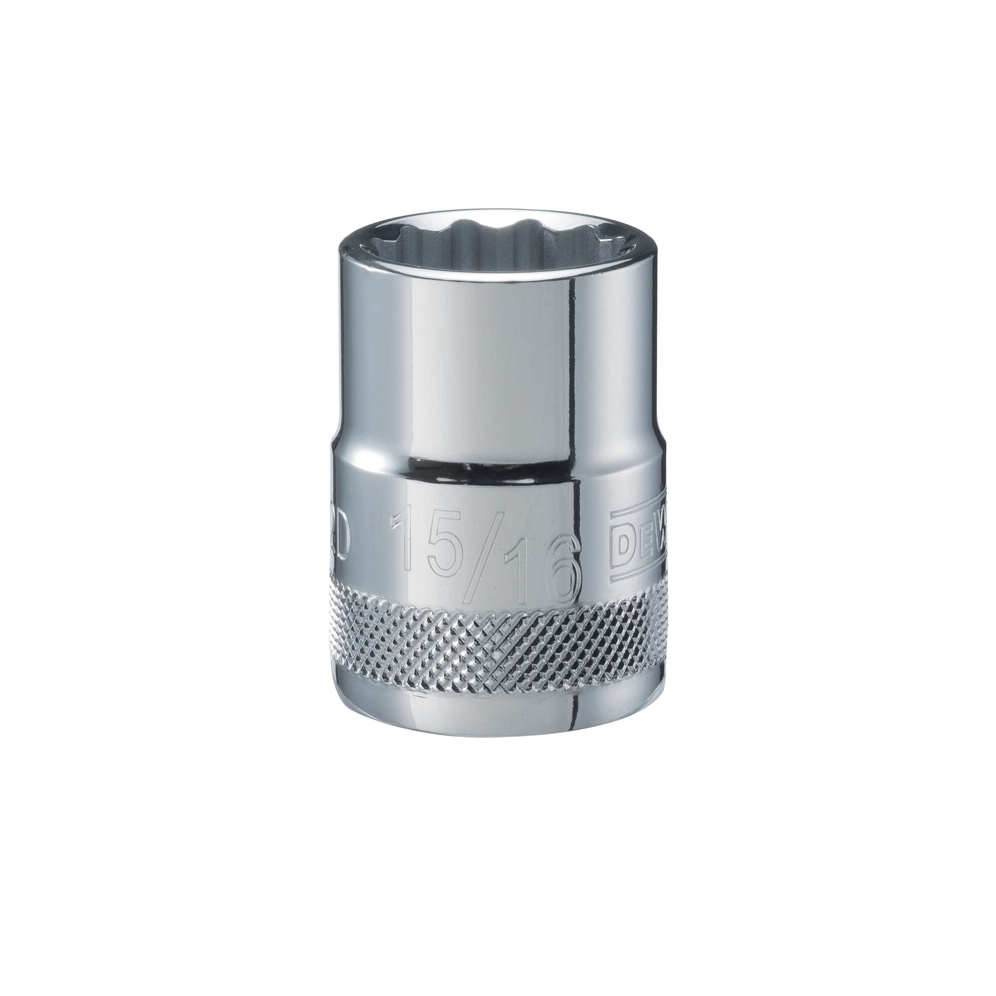 DWMT74602OSP Drive Hand Socket, 15/16 in Socket, 3/4 in Drive, 12-Point, Steel, Polished Chrome Vanadium
