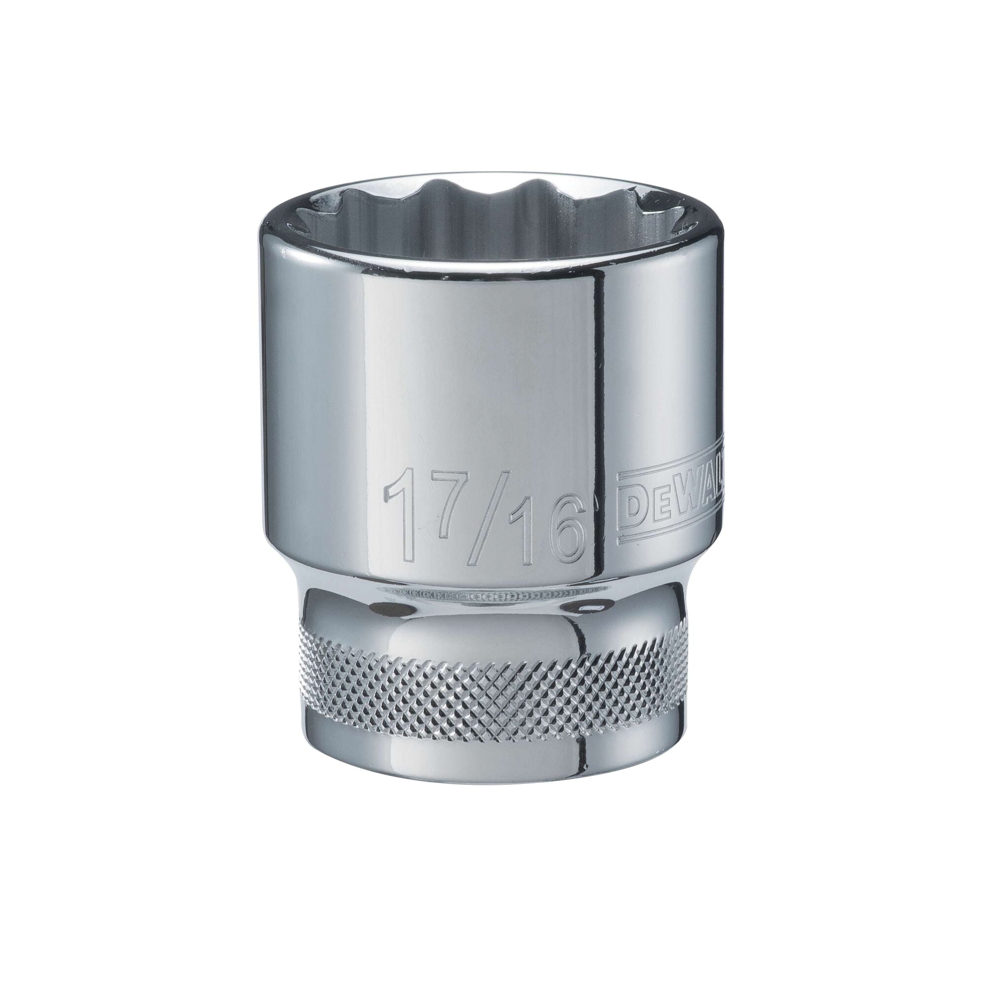 DWMT74604OSP Drive Hand Socket, 1-7/16 in Socket, 3/4 in Drive, 12-Point, Steel, Polished Chrome Vanadium