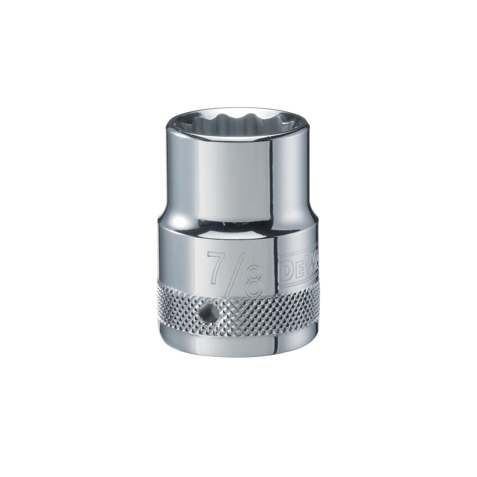 DWMT74611OSP Drive Hand Socket, 7/8 in Socket, 3/4 in Drive, 12-Point, Steel, Polished Chrome Vanadium
