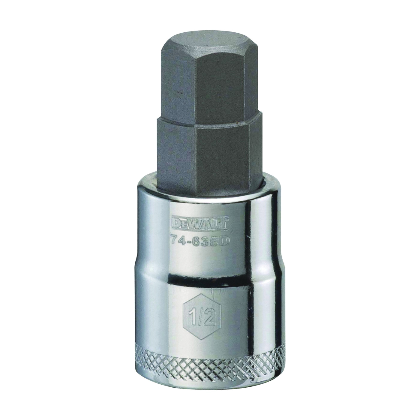 DWMT74635OSP Fractional Hex Bit Socket, 1/2 in Tip, 3/8 in Drive, Polished Chrome, 1-31/32 in OAL