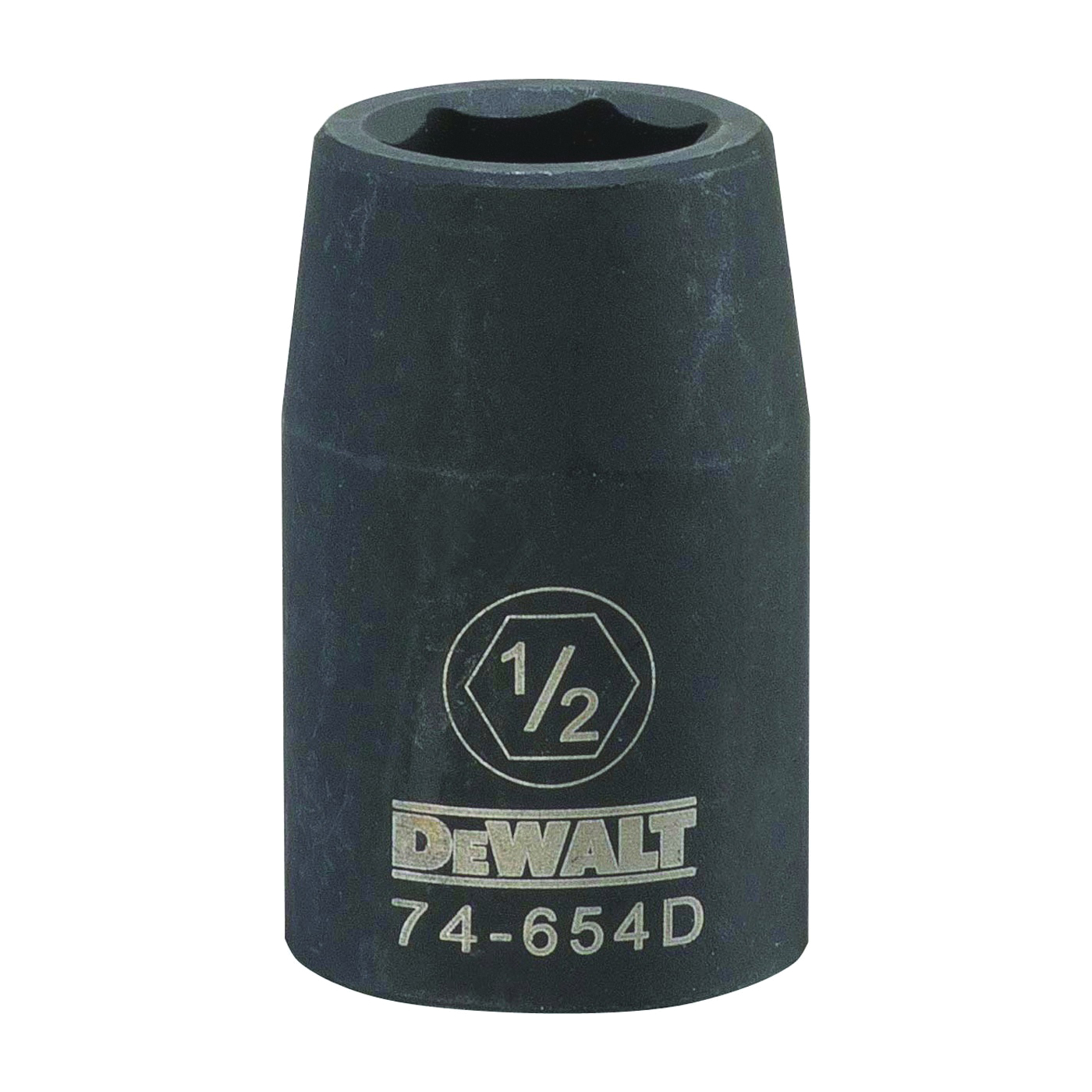DWMT74654OSP Impact Socket, 1/2 in Socket, 7/16 in D Socket, 1/2 in Drive, 6-Point, CR-440 Steel, Black Oxide