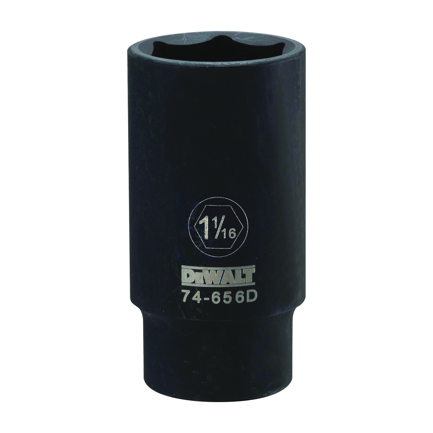 DWMT74656OSP Impact Socket, 1-1/16 in Socket, 1/2 in Drive, 6-Point, CR-440 Steel, Black Oxide