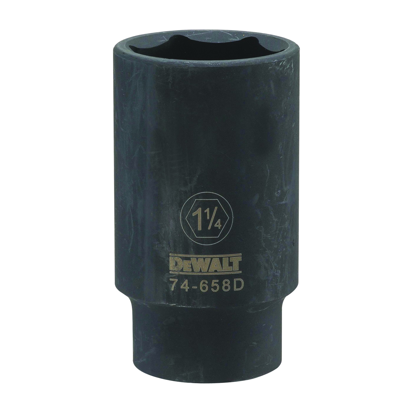 DWMT74658OSP Impact Socket, 1-1/4 in Socket, 1/2 in Drive, 6-Point, CR-440 Steel, Black Oxide