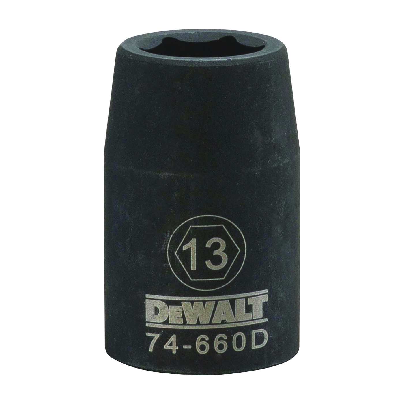 DWMT74660OSP Impact Socket, 13 mm Socket, 1/2 in Drive, 6-Point, CR-440 Steel, Black Oxide