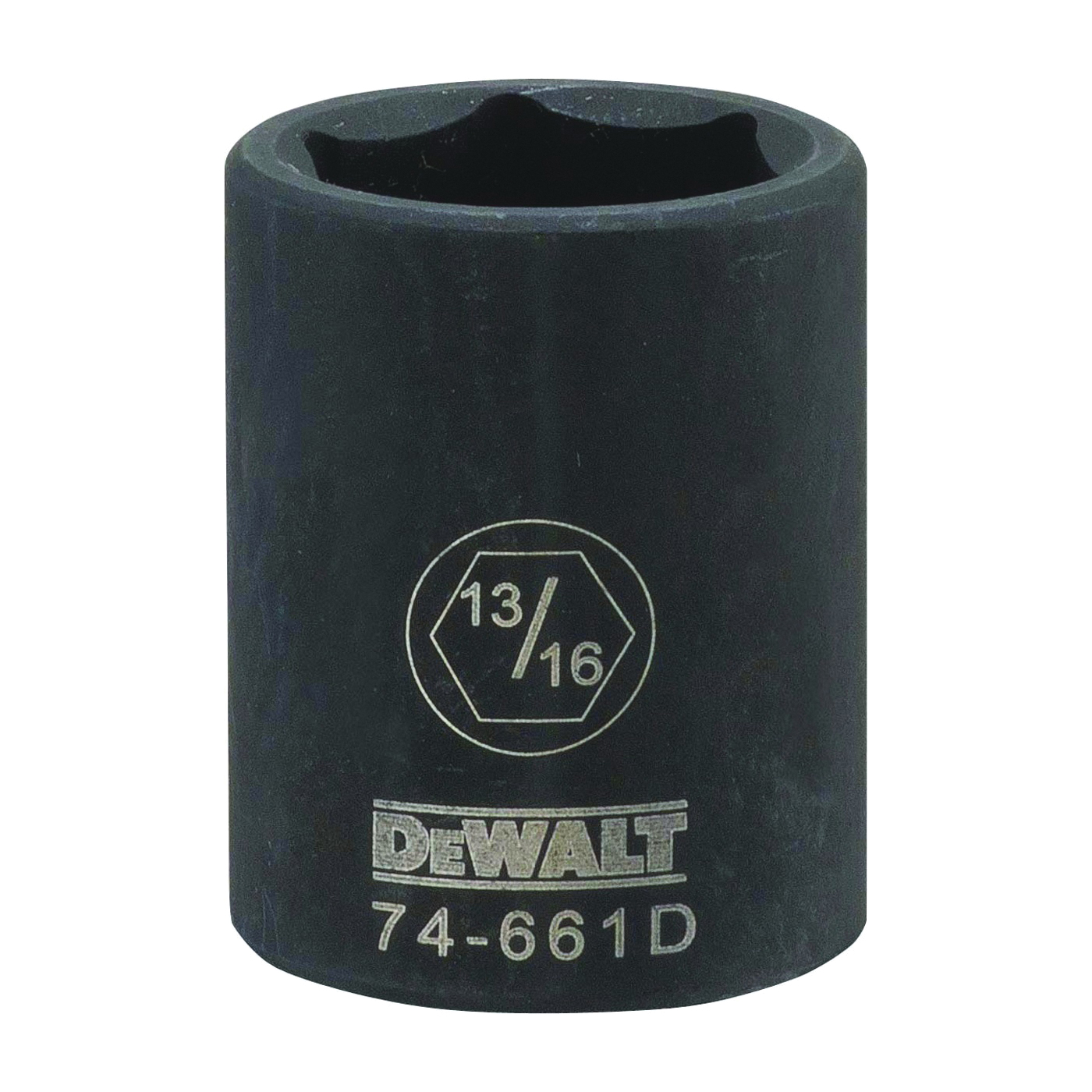 DWMT74661OSP Impact Socket, 13/16 in Socket, 1/2 in Drive, 6-Point, CR-440 Steel, Black Oxide