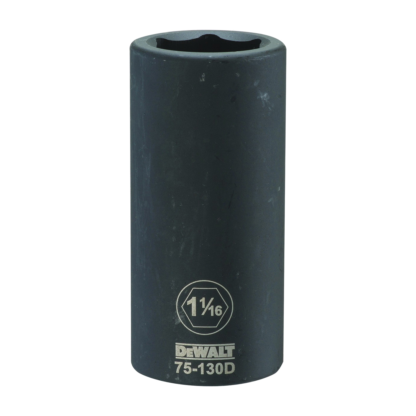 DWMT75130OSP Impact Socket, 1-1/16 in Socket, 1-13/32 in D Socket, 3/4 in Drive, 6-Point, CR-440 Steel