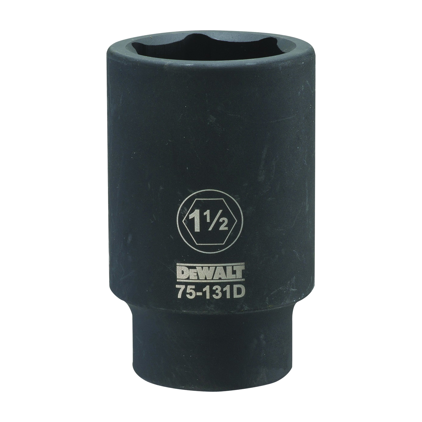 DWMT75131OSP Impact Socket, 1-1/2 in Socket, 3/4 in Drive, 6-Point, CR-440 Steel, Black Oxide