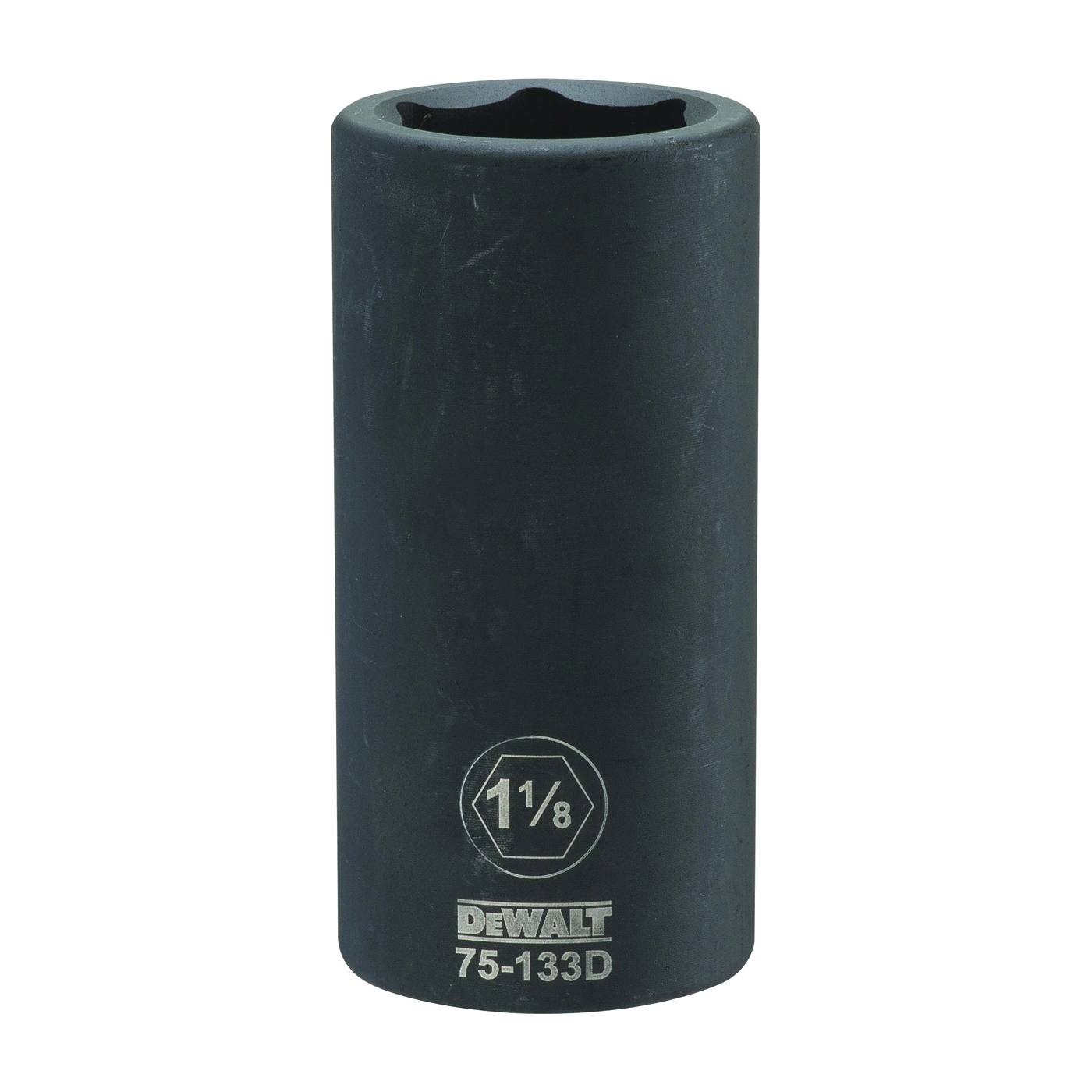 DWMT75133OSP Impact Socket, 1-1/8 in Socket, 1-13/32 in D Socket, 3/4 in Drive, 6-Point, CR-440 Steel
