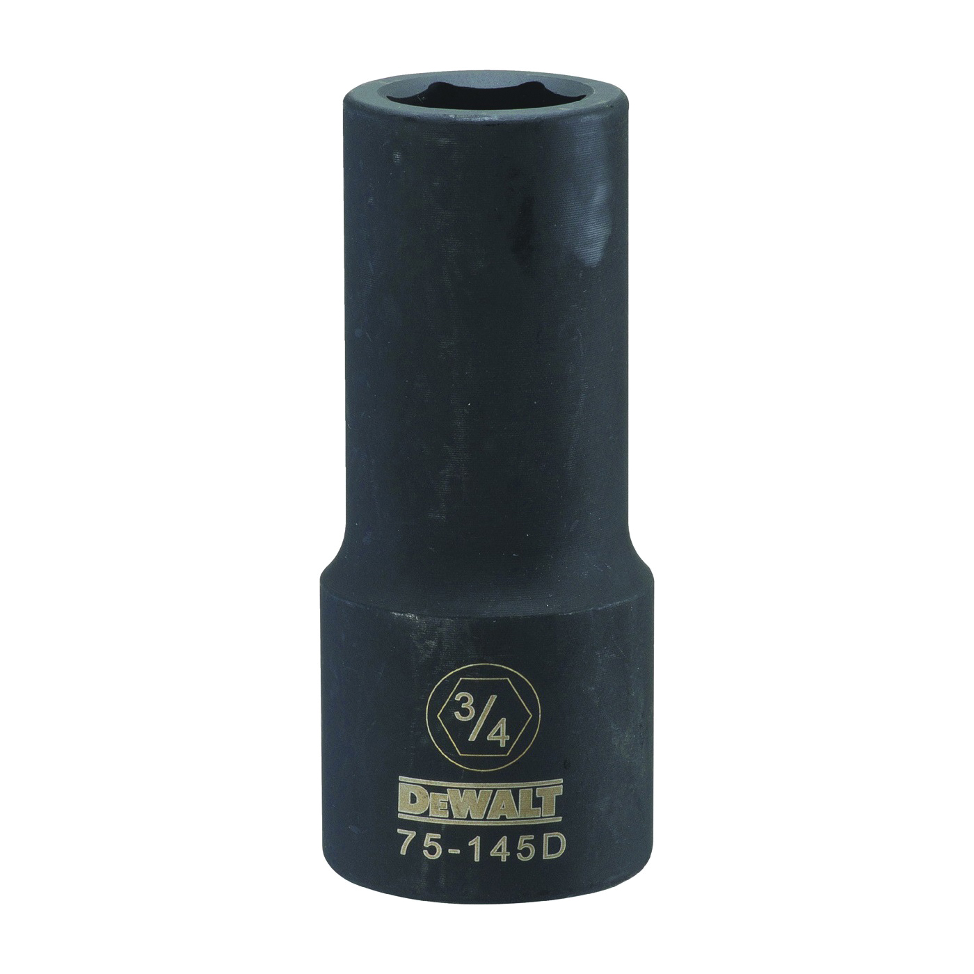 DWMT75145OSP Impact Socket, 3/4 in Socket, 13/16 in D Socket, 3/4 in Drive, 6-Point, CR-440 Steel, Black Oxide