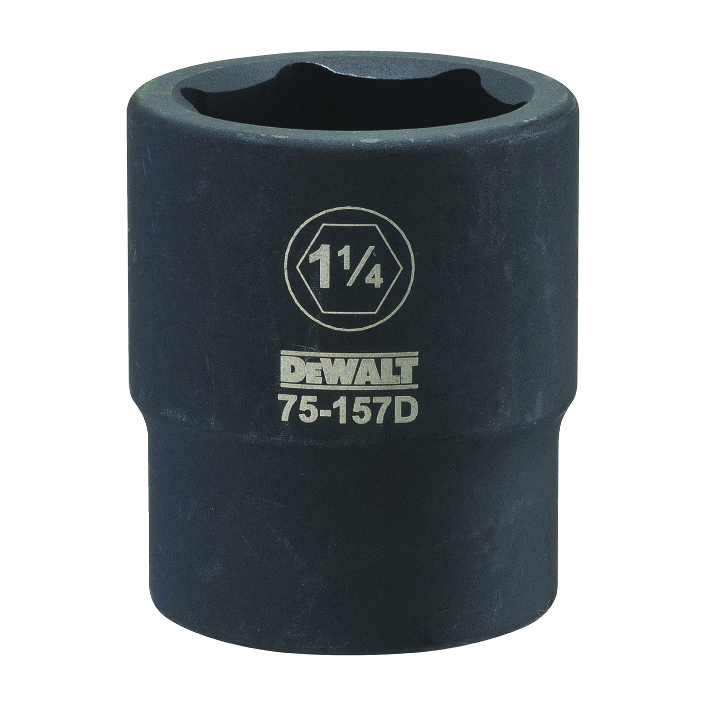 DWMT75157OSP Impact Socket, 1-1/4 in Socket, 23/32 in D Socket, 3/4 in Drive, 6-Point, CR-440 Steel, Black Oxide