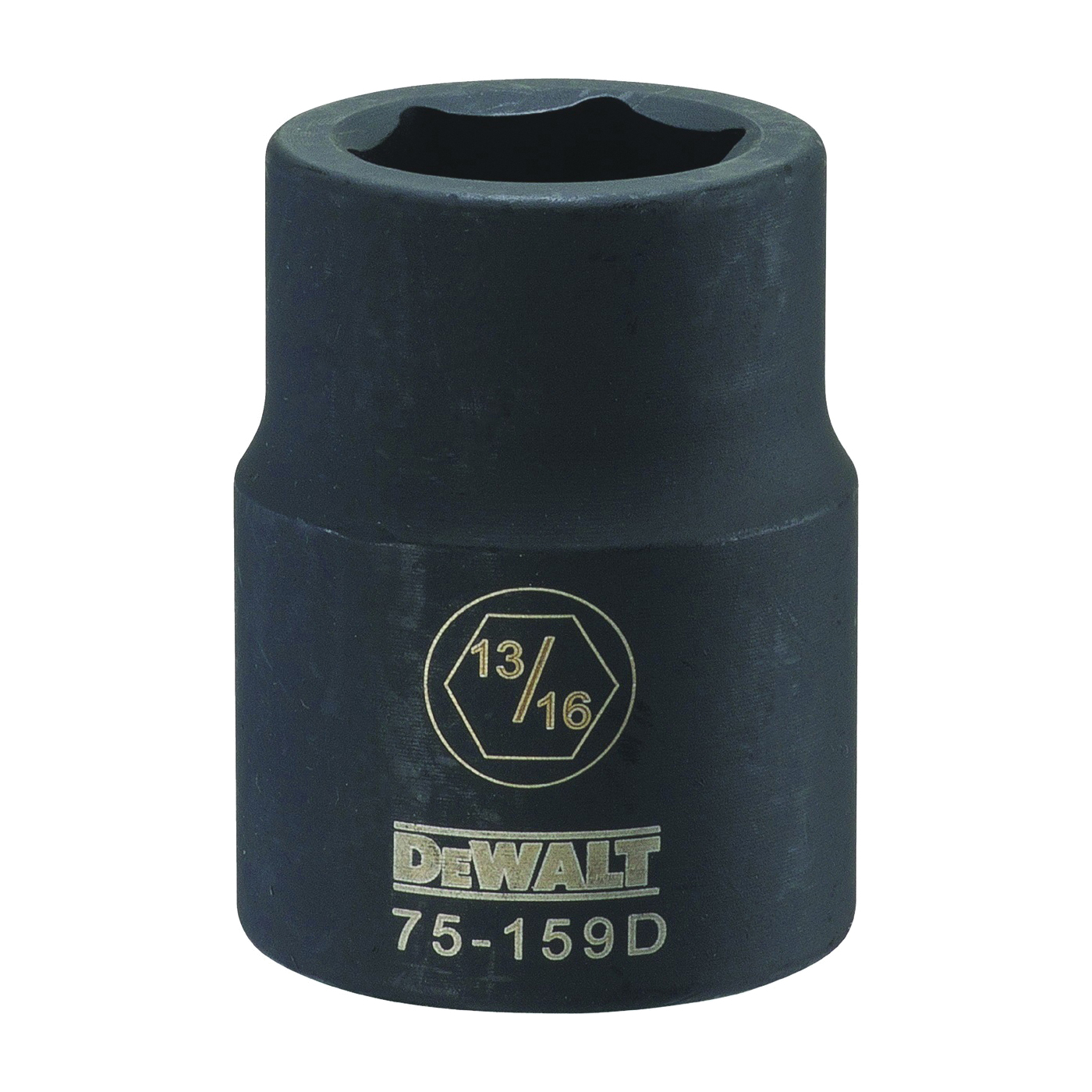 DWMT75159OSP Impact Socket, 13/16 in Socket, 3/4 in Drive, 6-Point, CR-440 Steel, Black Oxide