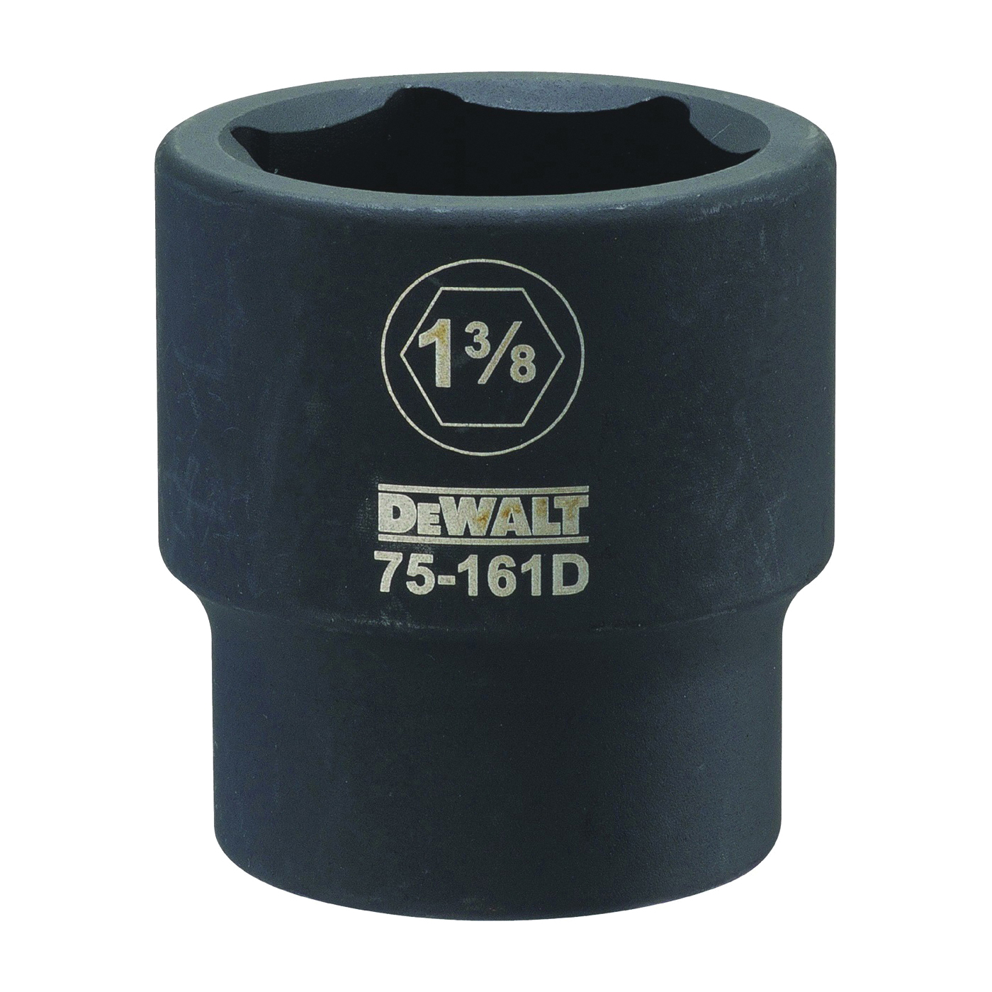 DWMT75161OSP Impact Socket, 1-3/8 in Socket, 7/8 in D Socket, 3/4 in Drive, 6-Point, CR-440 Steel, Black Oxide
