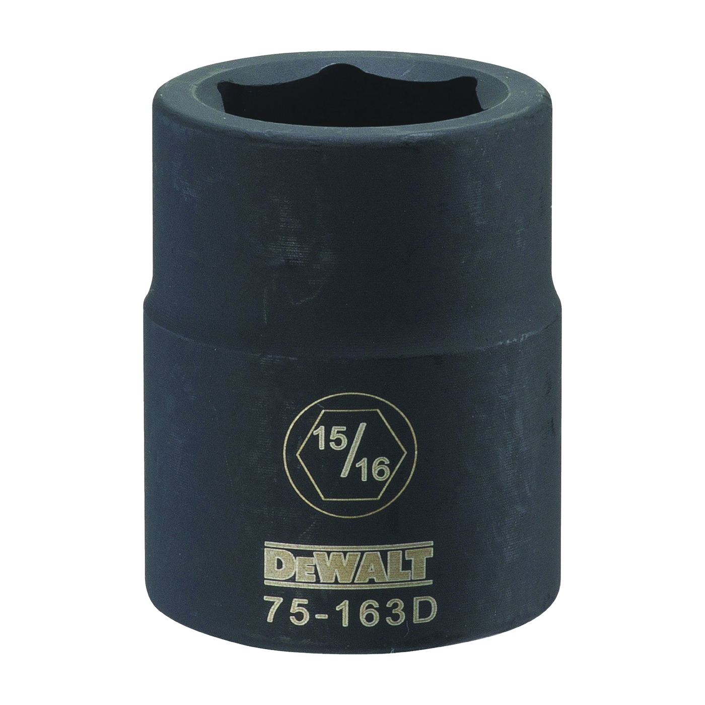 DWMT75163OSP Impact Socket, 15/16 in Socket, 3/4 in Drive, 6-Point, CR-440 Steel, Black Oxide