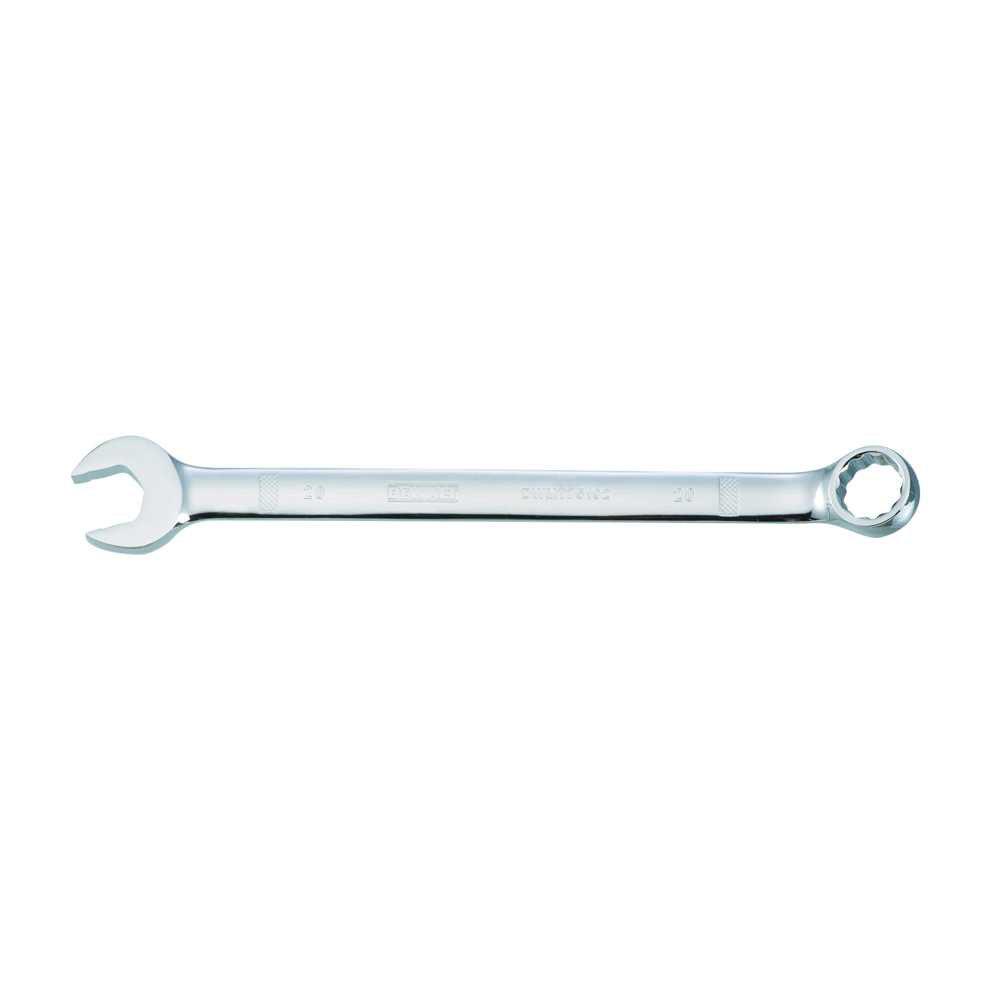DWMT75192OSP Combination Wrench, Metric, 20 mm Head, 10-1/4 in L, 12-Point, Steel, Chrome-Plated