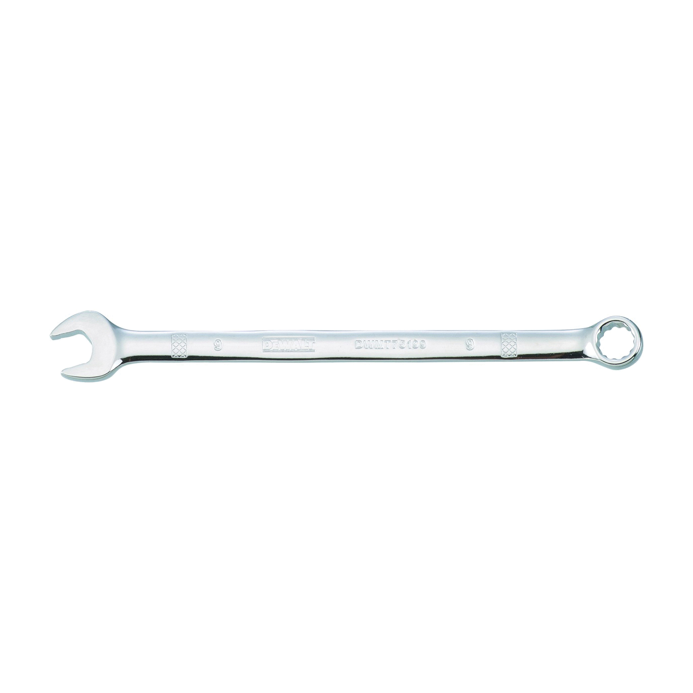 DWMT75199OSP Combination Wrench, Metric, 9 mm Head, 5-7/8 in L, 12-Point, Steel, Chrome-Plated