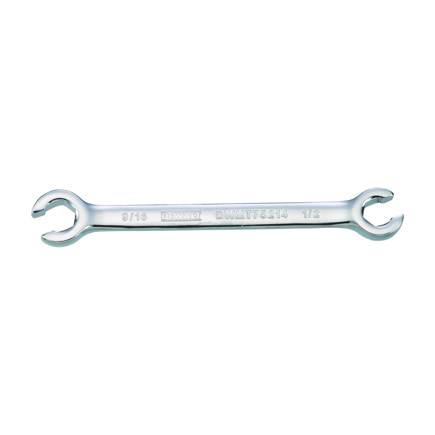 DWMT75214OSP Open End Wrench, SAE, 1/2 x 9/16 in Head, 6-7/8 in L, Steel, Polished Chrome