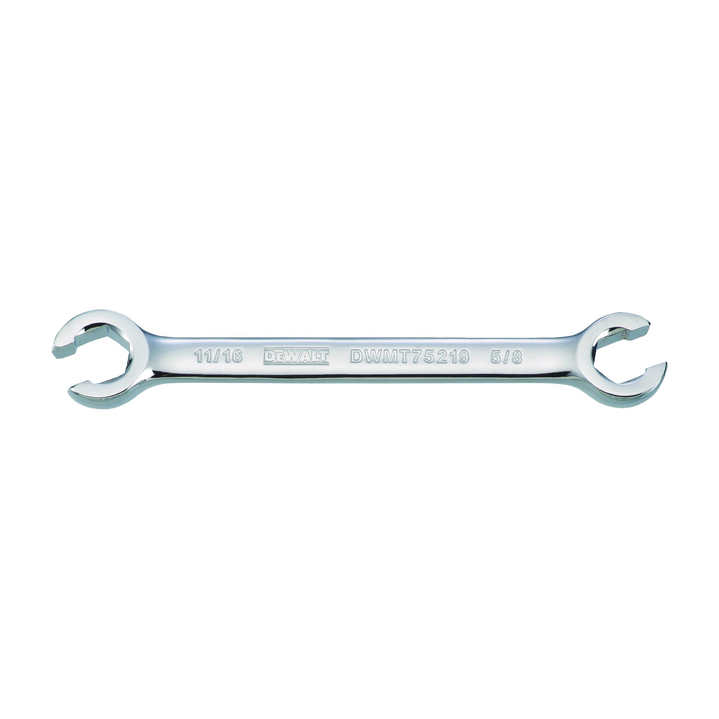 DWMT75219OSP Open End Wrench, SAE, 5/8 x 11/16 in Head, 7-7/8 in L, Steel, Polished Chrome