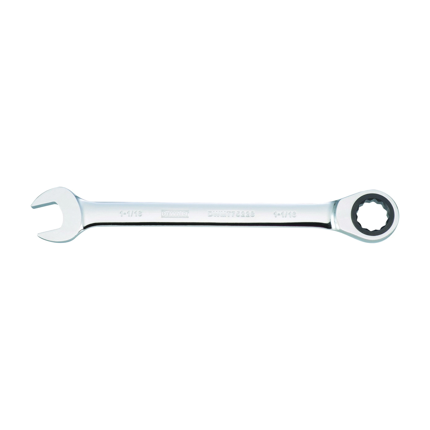 DWMT75228OSP Combination Wrench, SAE, 1-1/16 in Head, 14-1/8 in L, 12-Point, Steel, Chrome-Plated
