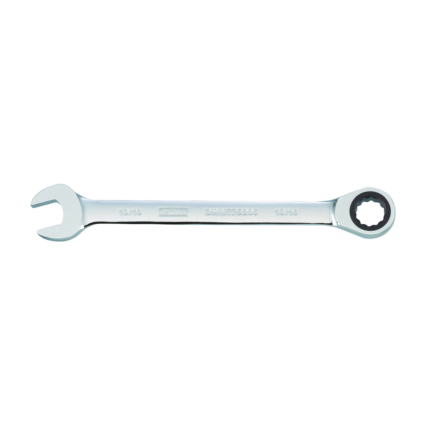 DWMT75235OSP Combination Wrench, SAE, 13/16 in Head, 11-7/32 in L, 12-Point, Steel, Chrome-Plated