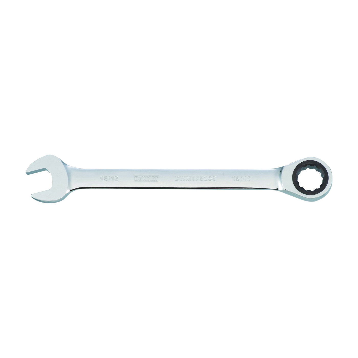DWMT75238OSP Combination Wrench, SAE, 15/16 in Head, 12-25/32 in L, 12-Point, Steel, Chrome-Plated