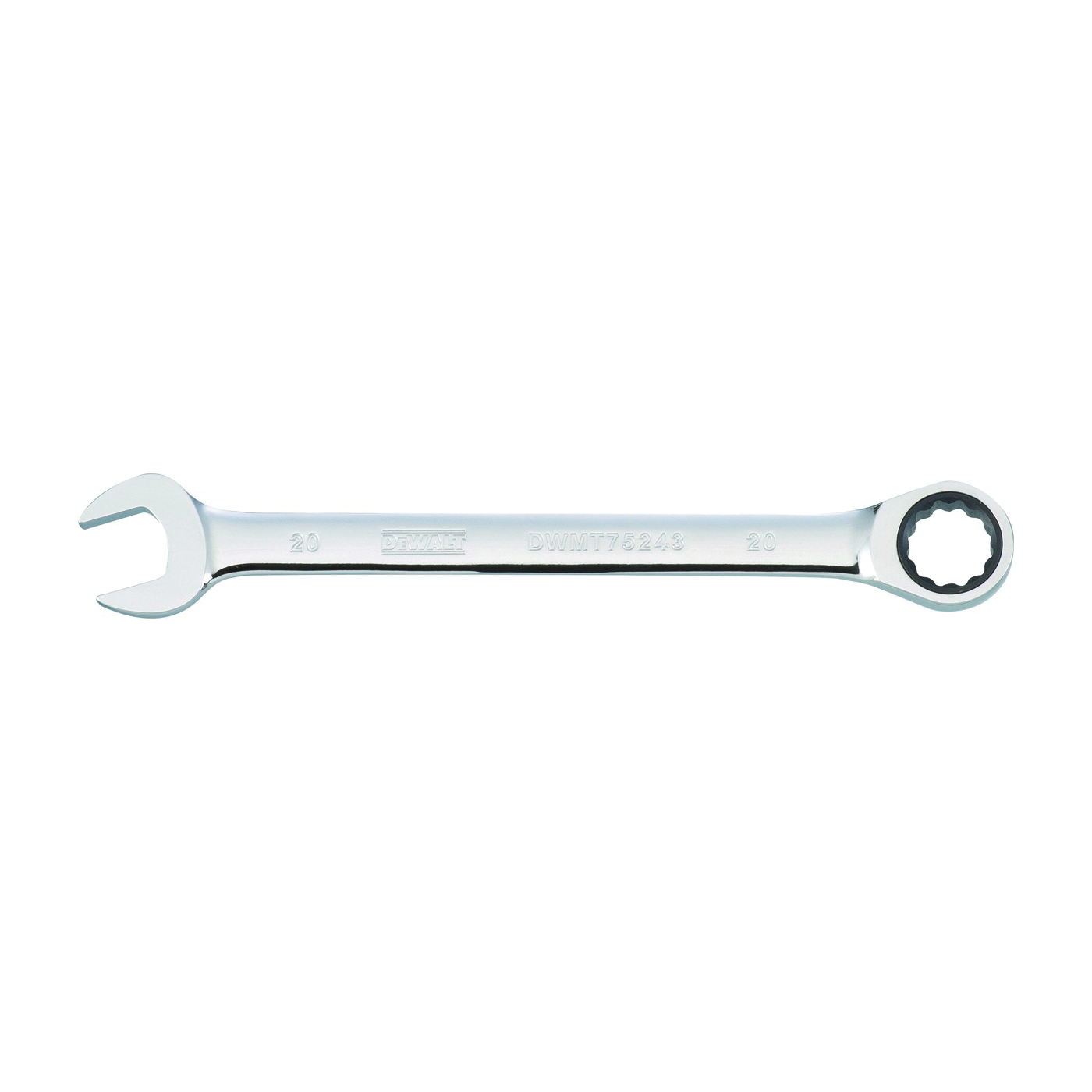 DWMT75243OSP Combination Wrench, Metric, 20 mm Head, 11-7/32 in L, 12-Point, Steel, Chrome-Plated