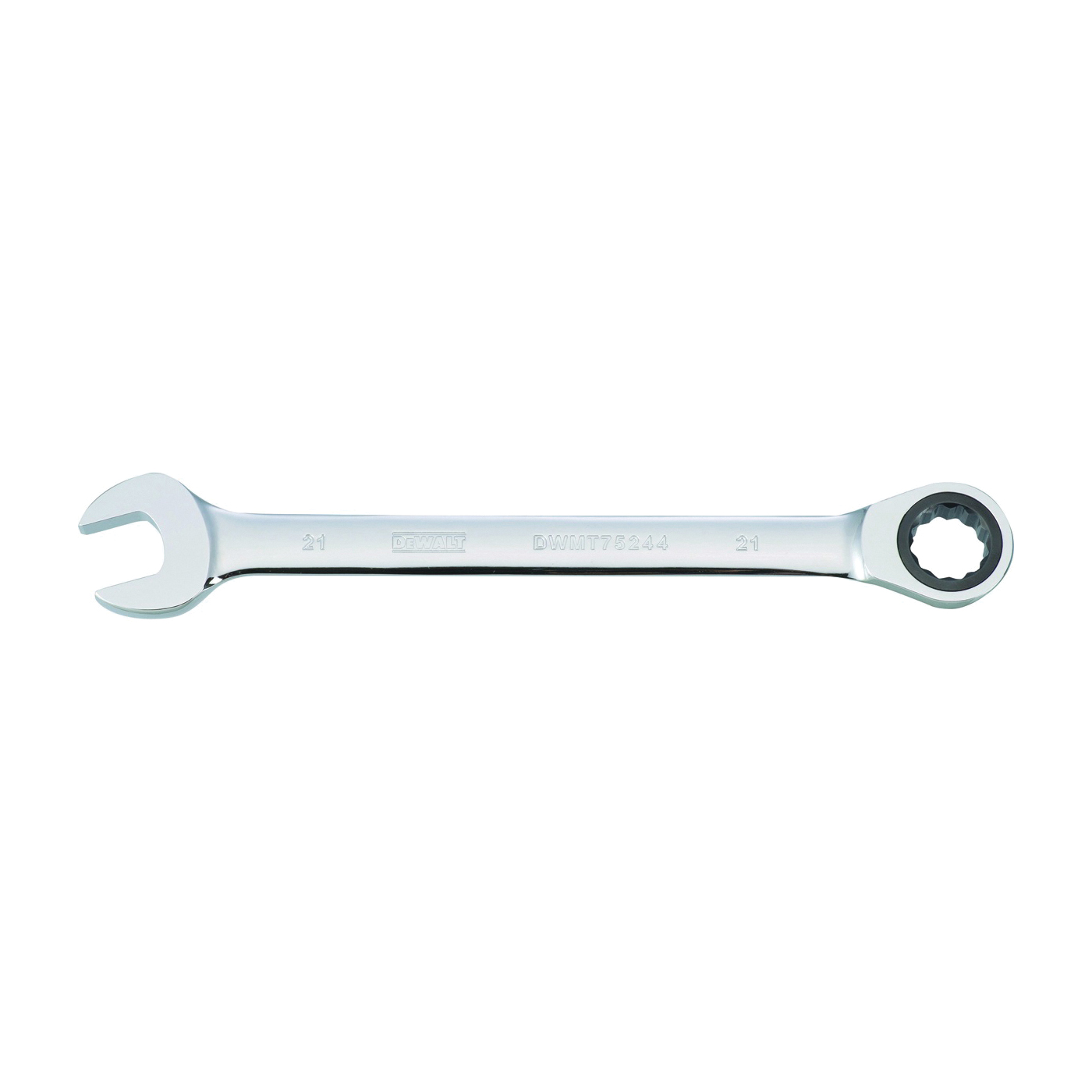 DWMT75244OSP Combination Wrench, Metric, 21 mm Head, 11-7/32 in L, 12-Point, Steel, Chrome-Plated