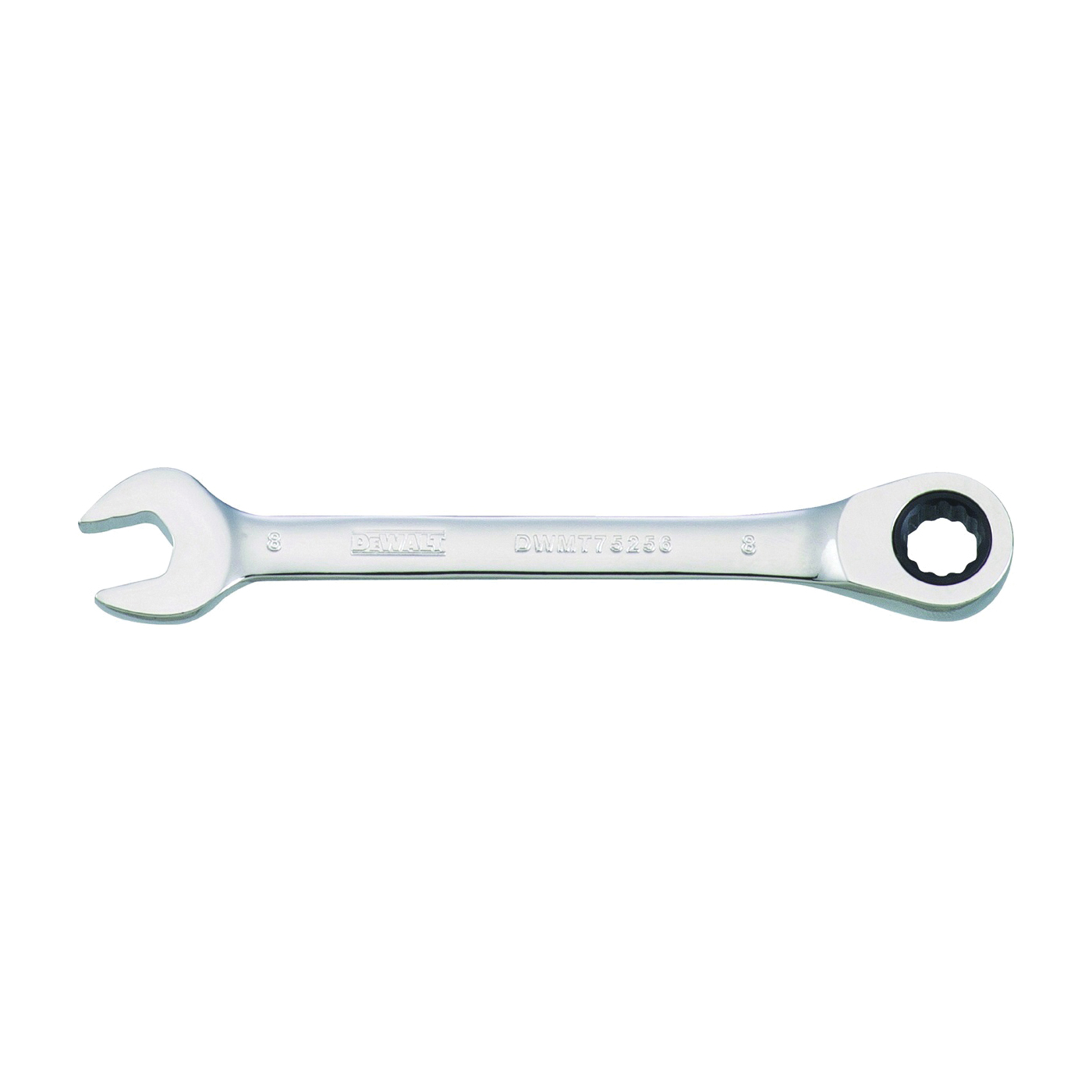 DWMT75256OSP Combination Wrench, Metric, 8 mm Head, 4-3/8 in L, 12-Point, Steel, Chrome-Plated