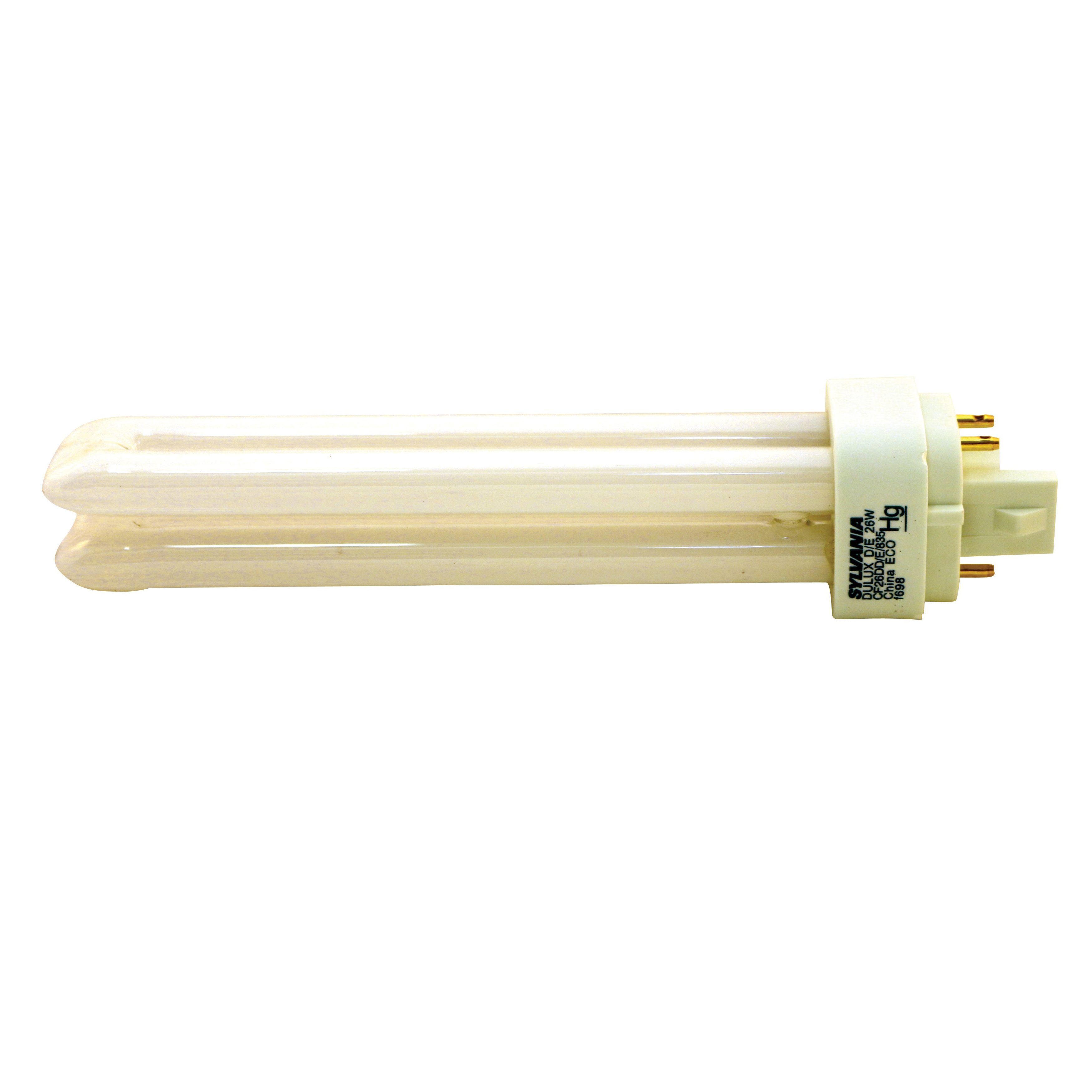 20644 Double Tube Compact Fluorescent Bulb, 26 W, T12 Lamp, G24Q-3 Lamp Base, 989 Lumens, 3500 K Color Temp