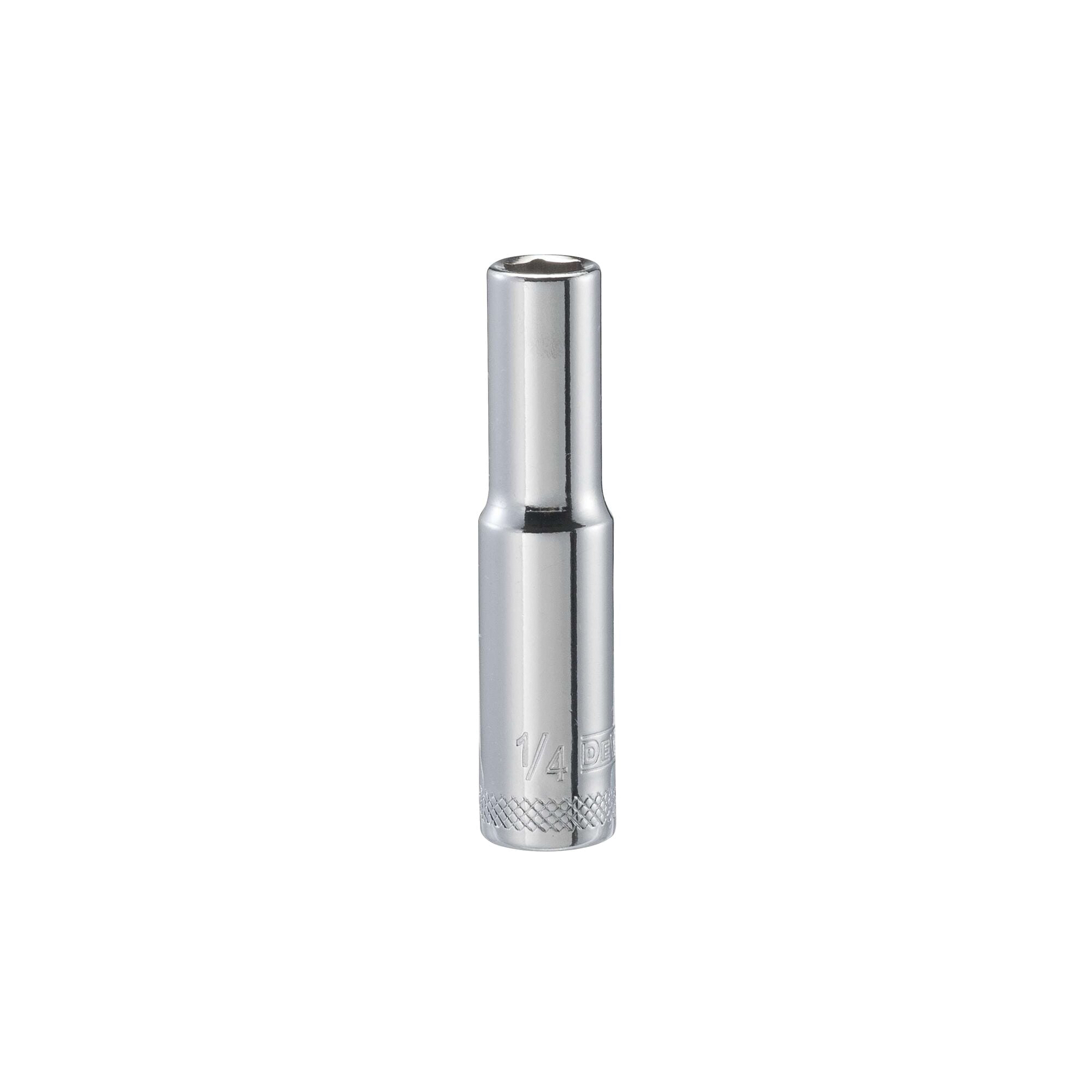 DWMT86043OSP Drive Hand Socket, 1/4 in Socket, 1/4 in Drive, 6-Point, Steel, Polished Chrome Vanadium