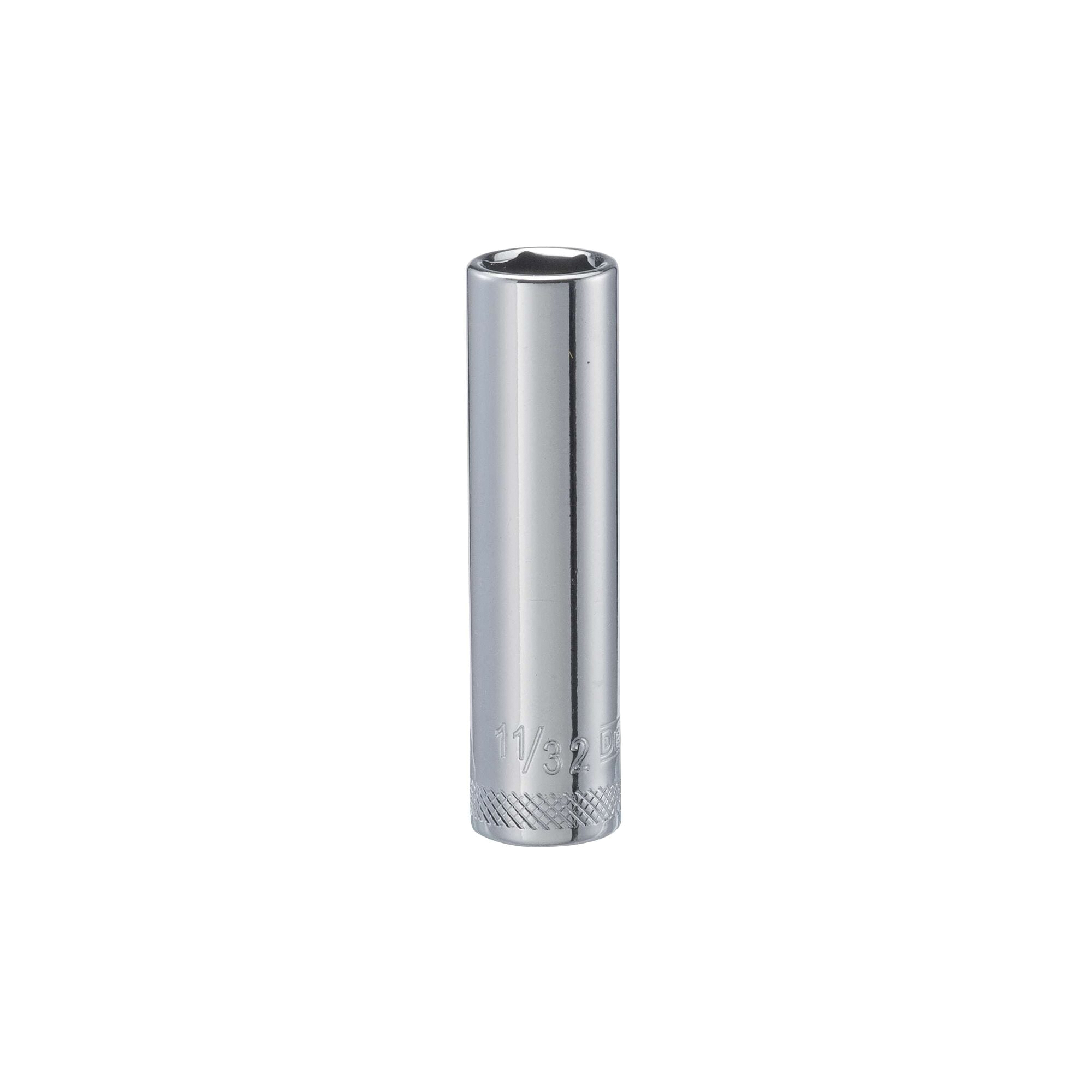 DWMT86046OSP Drive Hand Socket, 11/32 in Socket, 1/4 in Drive, 6-Point, Steel, Polished Chrome Vanadium
