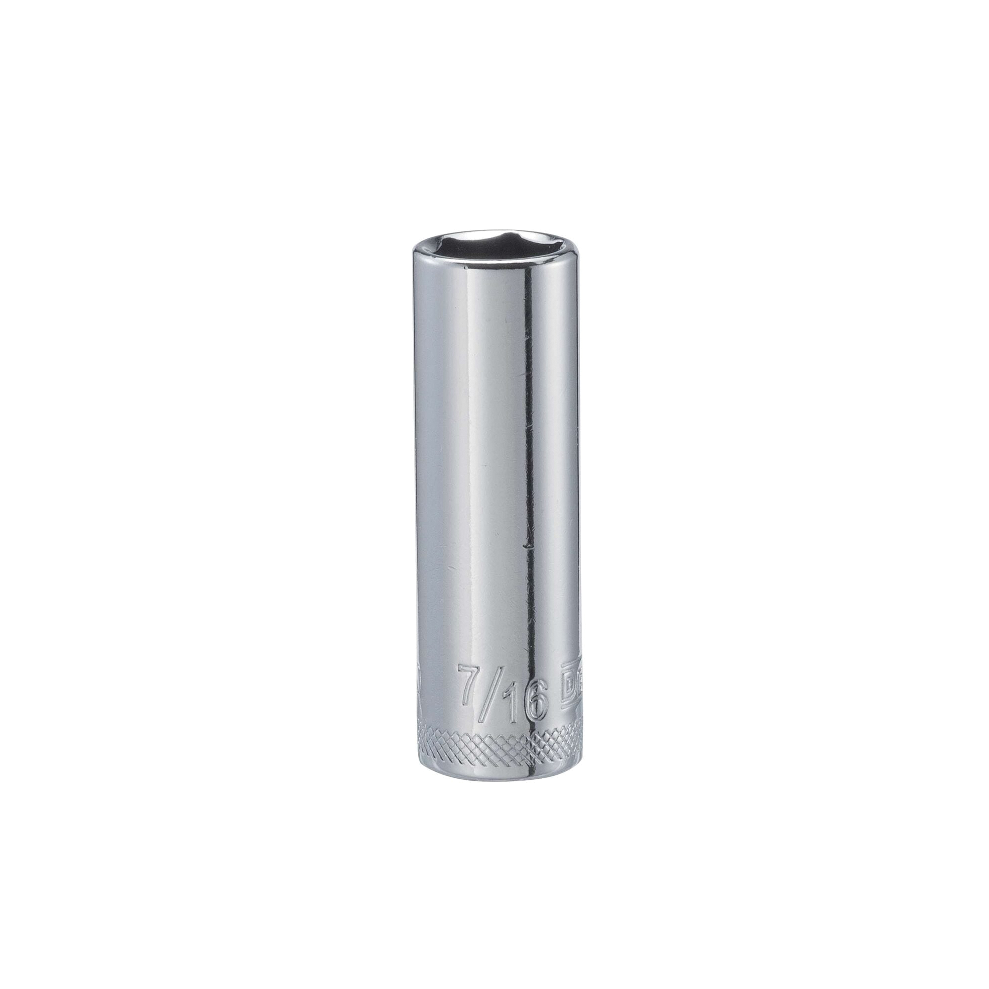 DWMT86048OSP Drive Hand Socket, 7/16 in Socket, 1/4 in Drive, 6-Point, Steel, Polished Chrome Vanadium