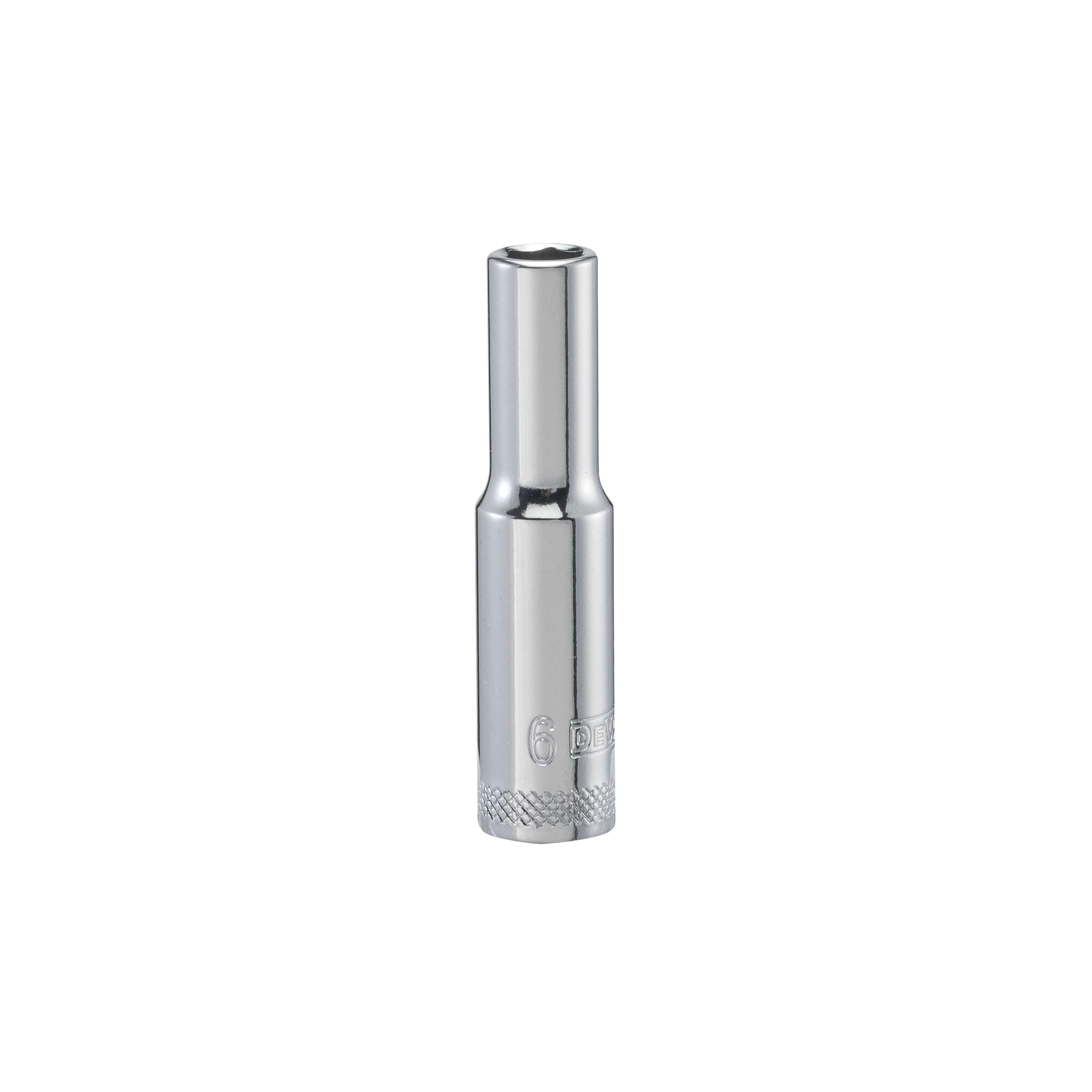 DWMT86094OSP Drive Hand Socket, 6 mm Socket, 1/4 in Drive, 6-Point, Steel, Polished Chrome Vanadium