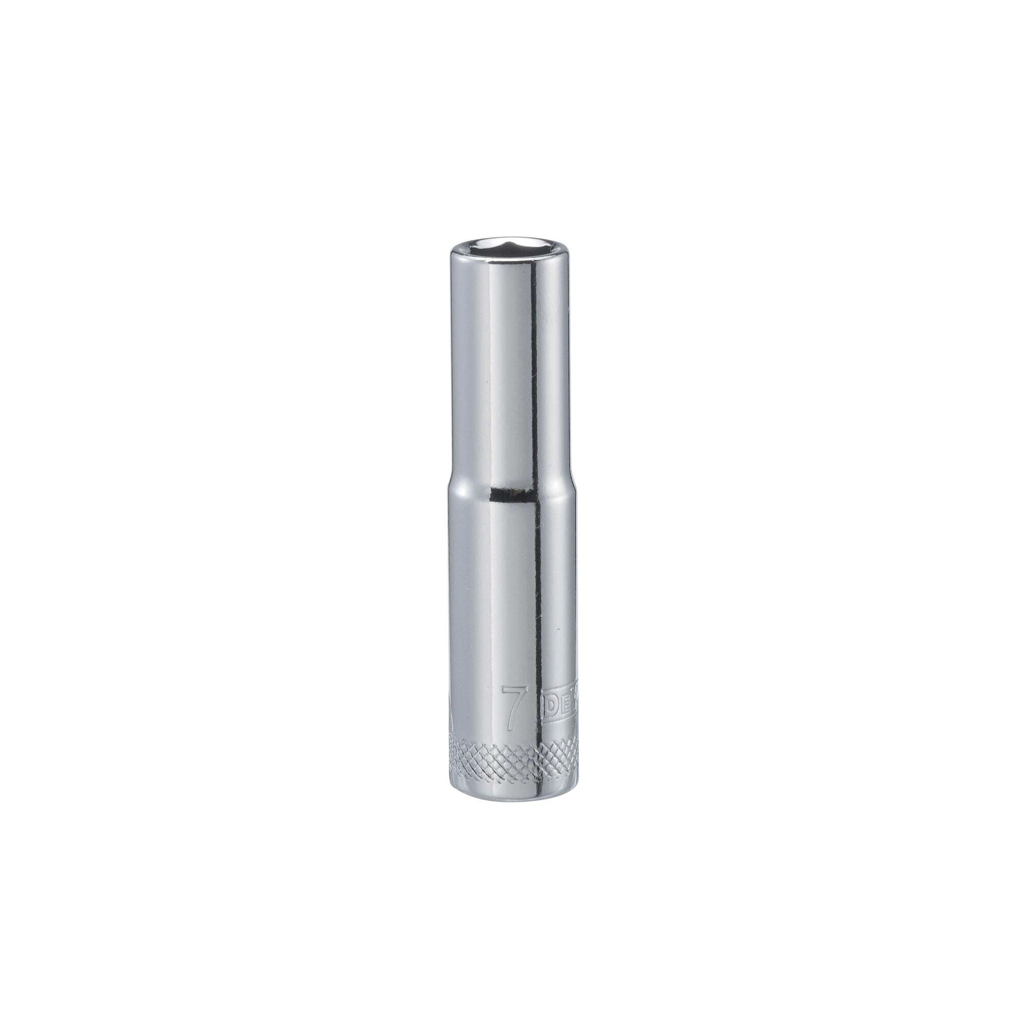 DWMT86095OSP Drive Hand Socket, 7 mm Socket, 1/4 in Drive, 6-Point, Steel, Polished Chrome Vanadium