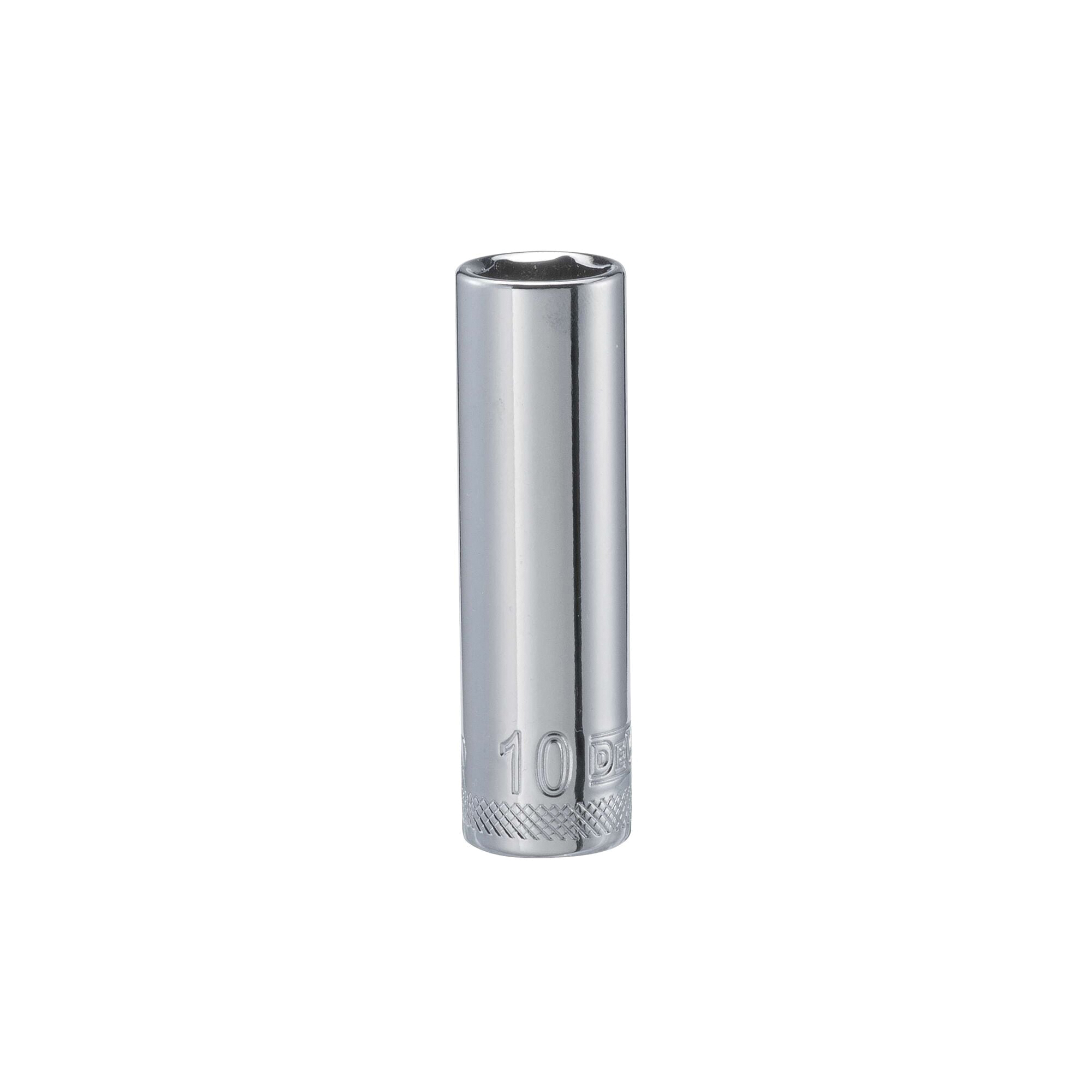 DWMT86098OSP Drive Hand Socket, 10 mm Socket, 1/4 in Drive, 6-Point, Steel, Polished Chrome Vanadium