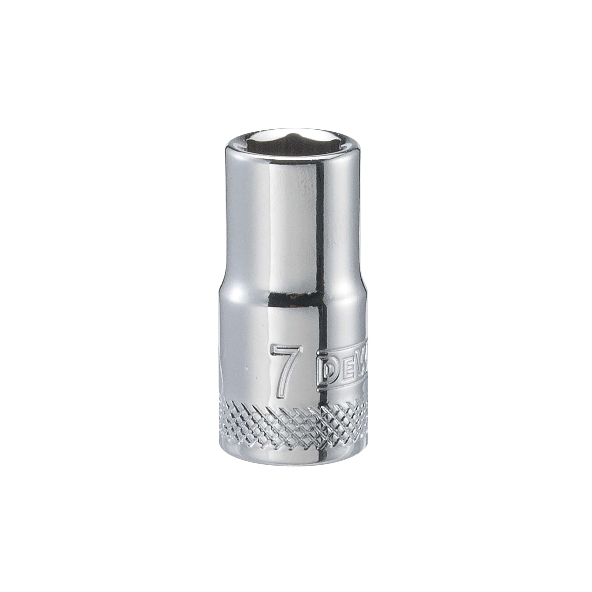 DWMT86104OSP Drive Hand Socket, 7 mm Socket, 1/4 in Drive, 6-Point, Steel, Polished Chrome Vanadium