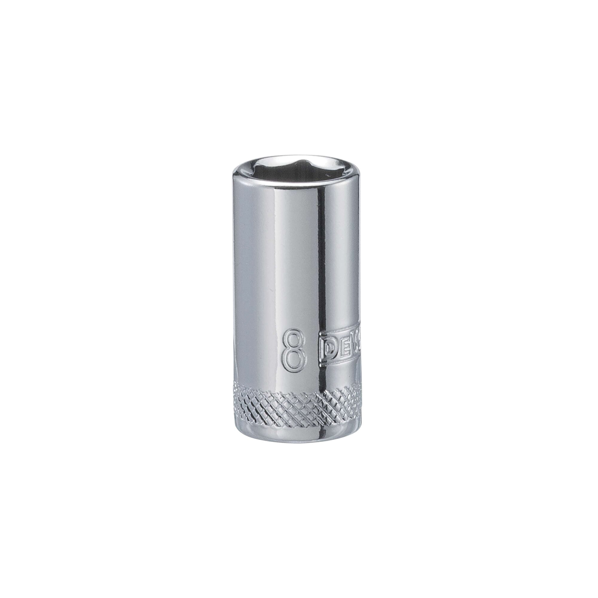 DWMT86105OSP Drive Hand Socket, 8 mm Socket, 1/4 in Drive, 6-Point, Steel, Polished Chrome Vanadium