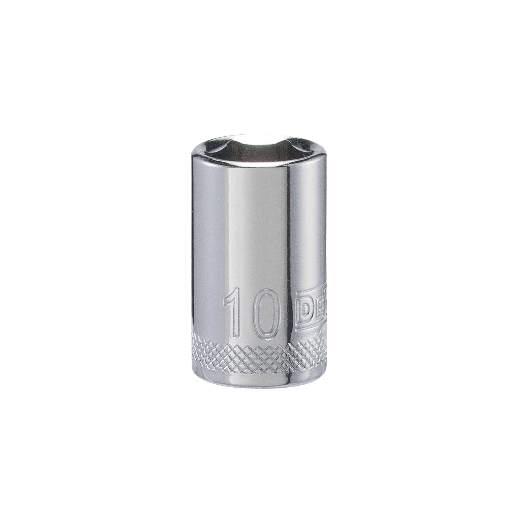 DWMT86107OSP Drive Hand Socket, 10 mm Socket, 1/4 in Drive, 6-Point, Steel, Polished Chrome Vanadium