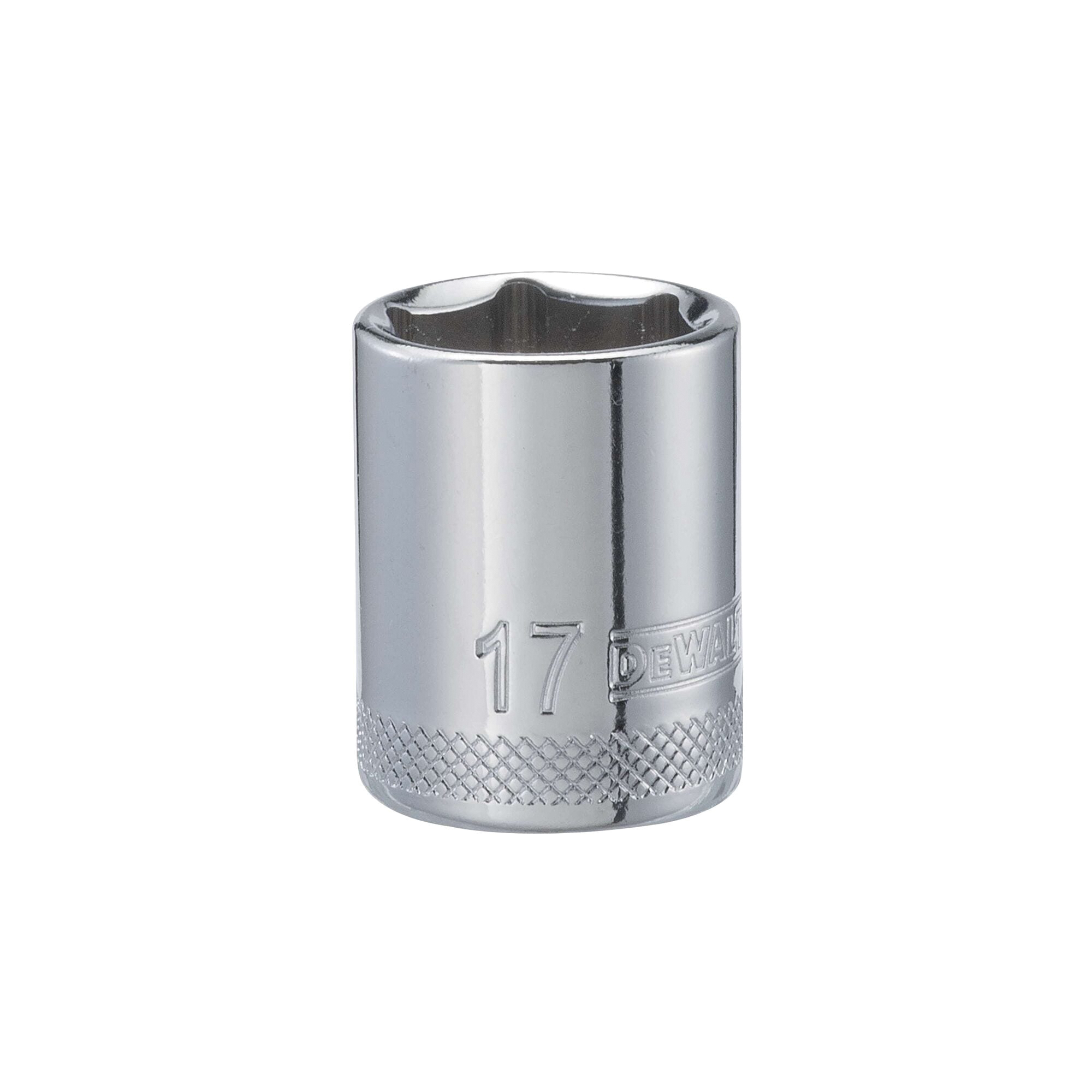 DWMT86312OSP Drive Hand Socket, 17 mm Socket, 3/8 in Drive, 6-Point, Steel, Polished Chrome Vanadium