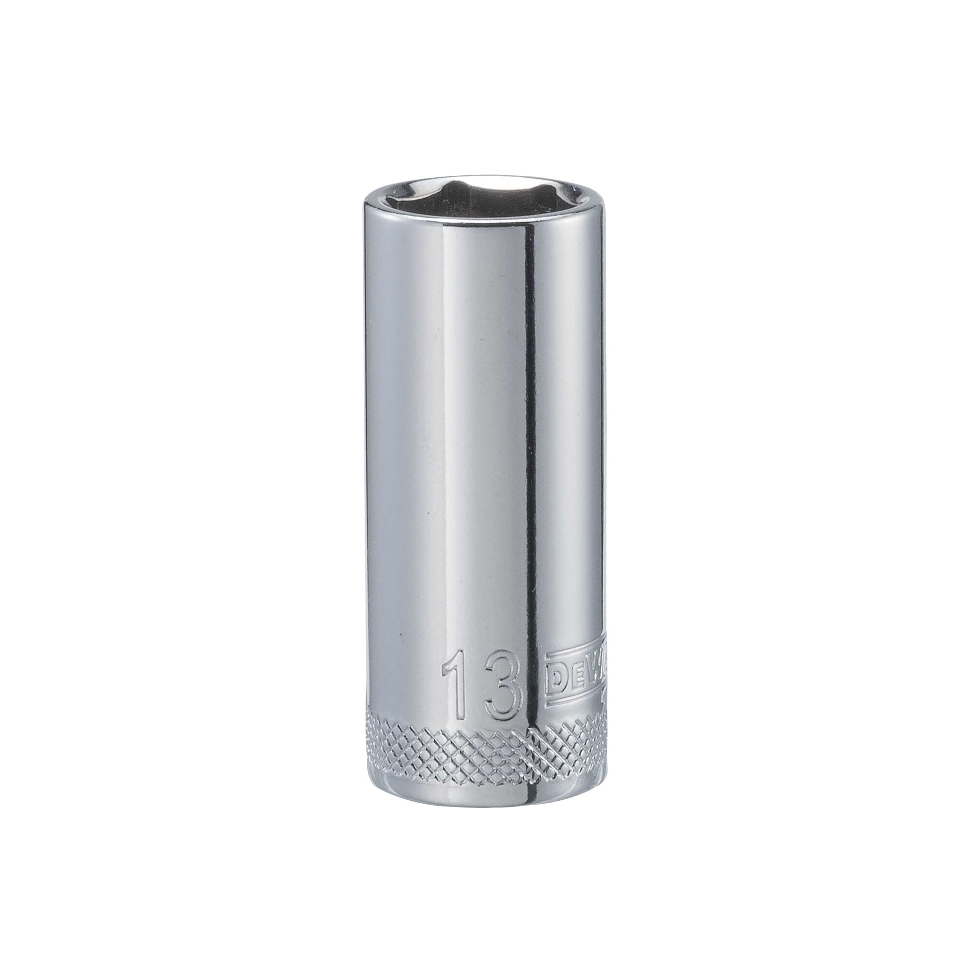DWMT86325OSP Drive Hand Socket, 13 mm Socket, 3/8 in Drive, 6-Point, Steel, Polished Chrome Vanadium