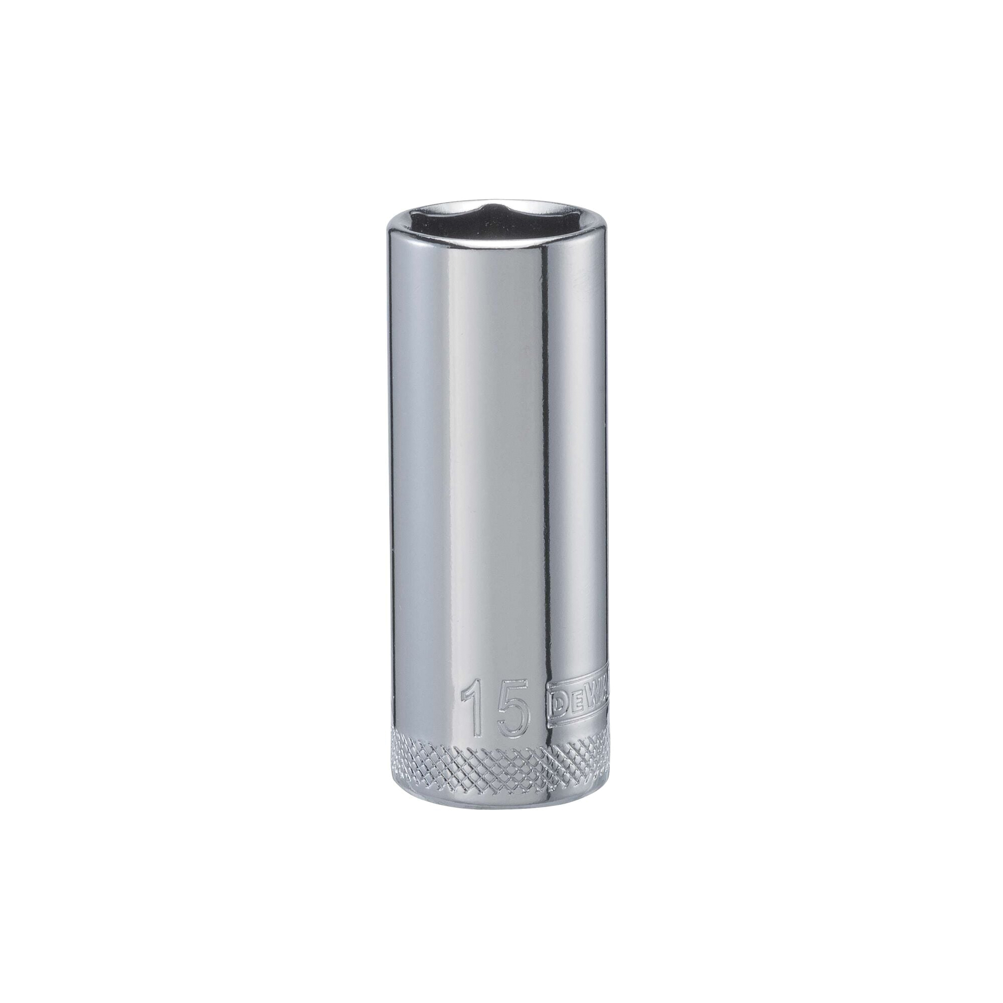 DWMT86327OSP Drive Hand Socket, 15 mm Socket, 3/8 in Drive, 6-Point, Steel, Polished Chrome Vanadium