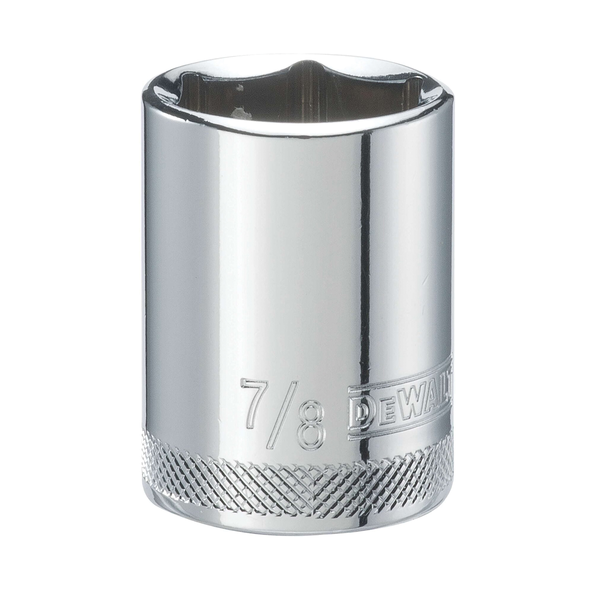 DWMT86452OSP Drive Hand Socket, 7/8 in Socket, 1/2 in Drive, 6-Point, Steel, Polished Chrome Vanadium