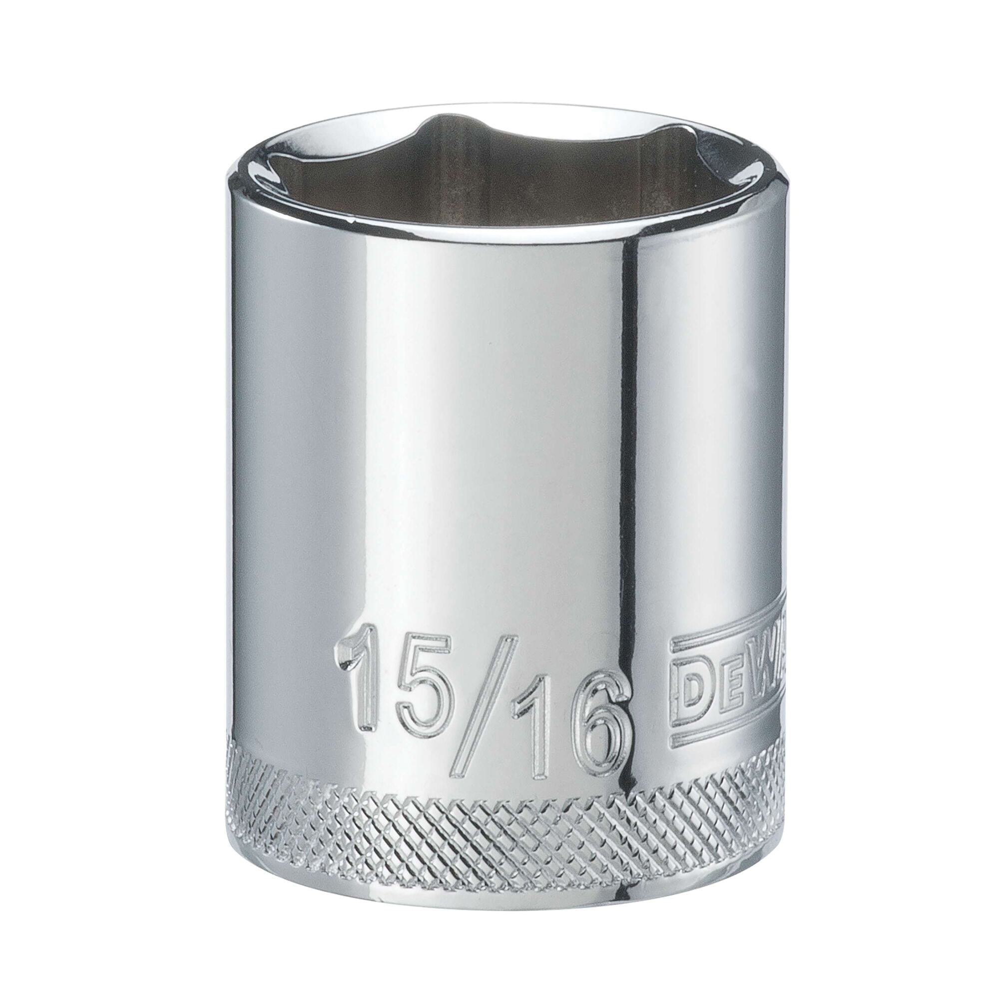 DWMT86453OSP Drive Hand Socket, 15/16 in Socket, 1/2 in Drive, 6-Point, Steel, Polished Chrome Vanadium