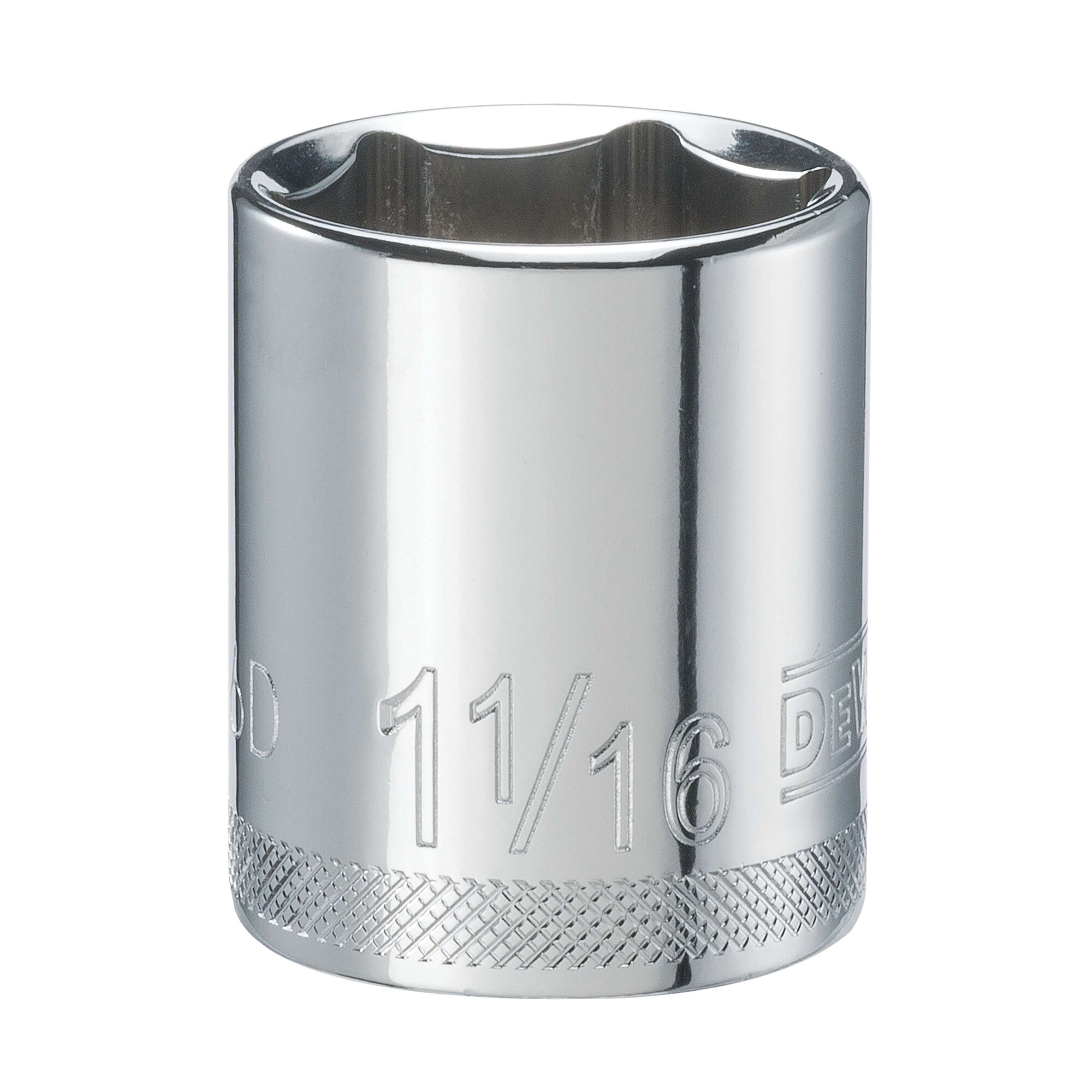 DWMT86456OSP Drive Hand Socket, 1-1/16 in Socket, 1/2 in Drive, 6-Point, Steel, Polished Chrome Vanadium
