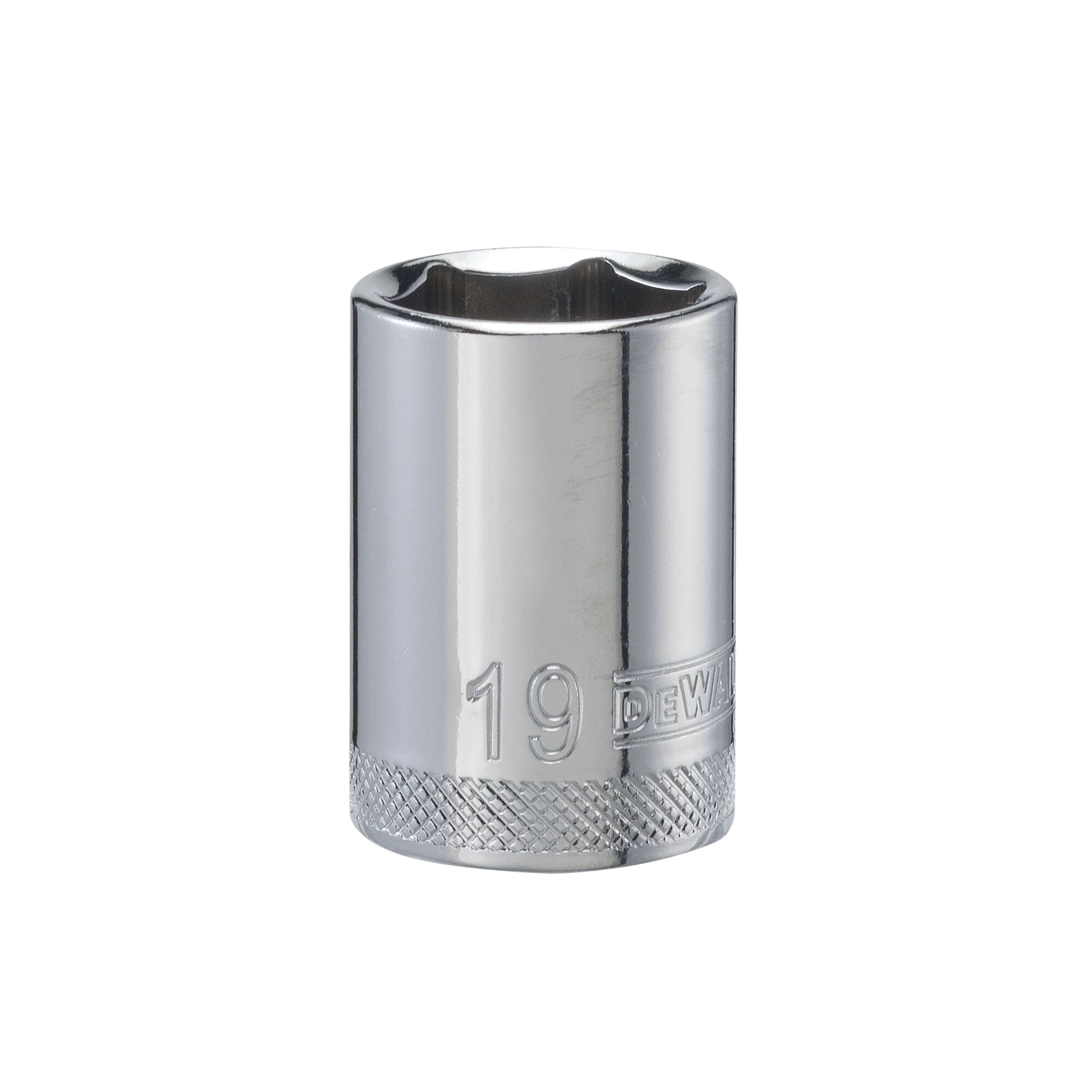 DWMT86519OSP Drive Hand Socket, 19 mm Socket, 1/2 in Drive, 6-Point, Steel, Polished Chrome Vanadium