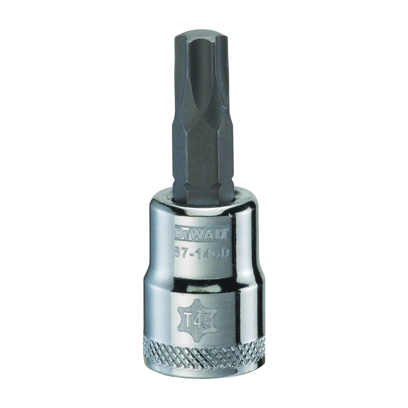 DWMT87146OSP Torx Bit Socket, T45 Tip, 3/8 in Drive, Polished Chrome