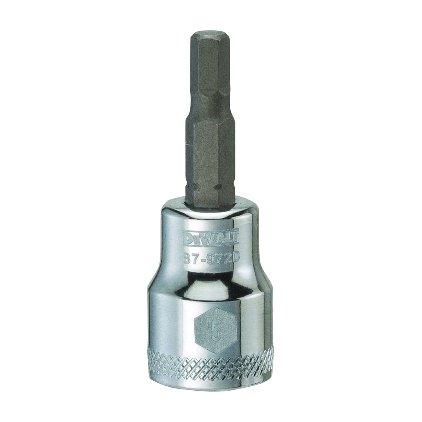 DWMT87972OSP Fractional Hex Bit Socket, 5 mm Tip, 3/8 in Drive, Polished Chrome, 1-31/32 in OAL