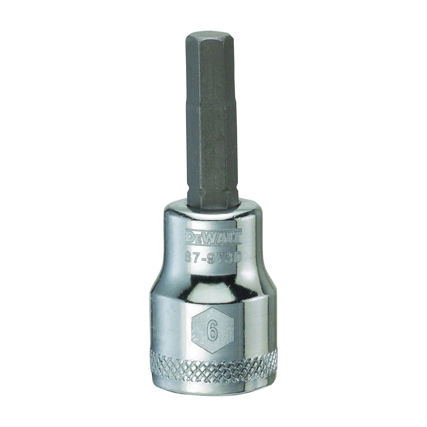DWMT87973OSP Fractional Hex Bit Socket, 6 mm Tip, 3/8 in Drive, Polished Chrome, 1-31/32 in OAL