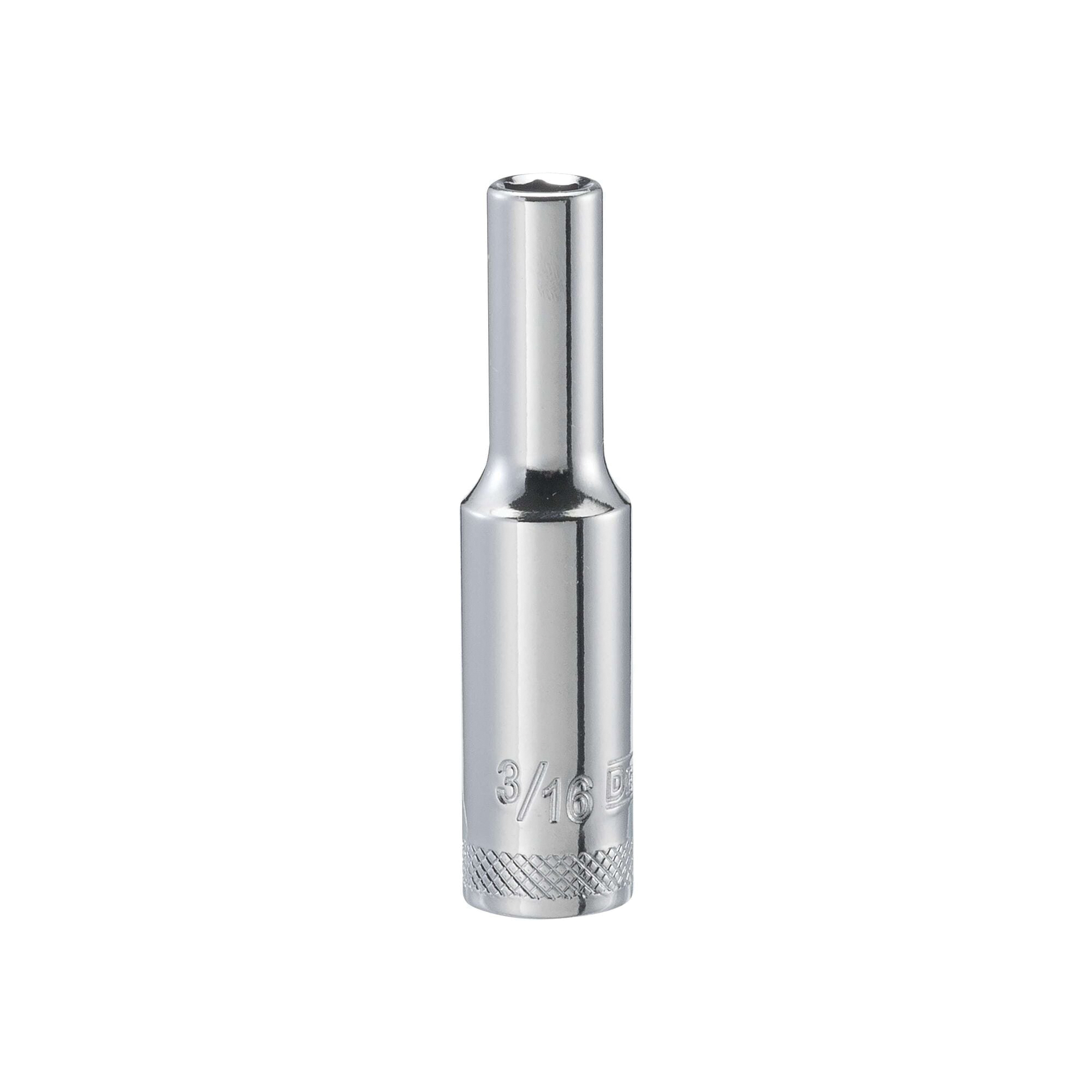DWMT88964OSP Drive Hand Socket, 3/16 in Socket, 1/4 in Drive, 6-Point, Steel, Polished Chrome Vanadium