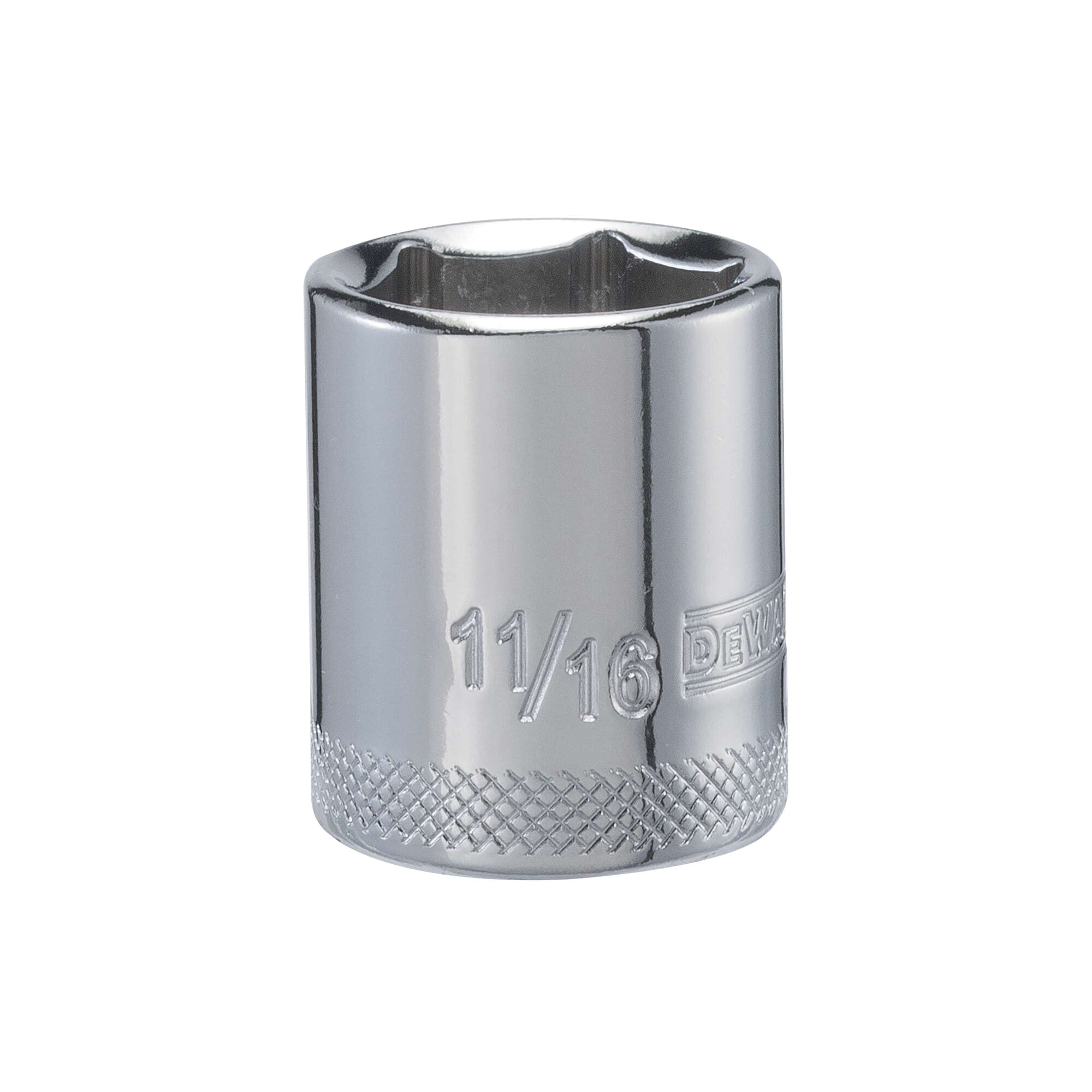 DWMT88981OSP Drive Hand Socket, 11/16 in Socket, 3/8 in Drive, 6-Point, Steel, Polished Chrome Vanadium